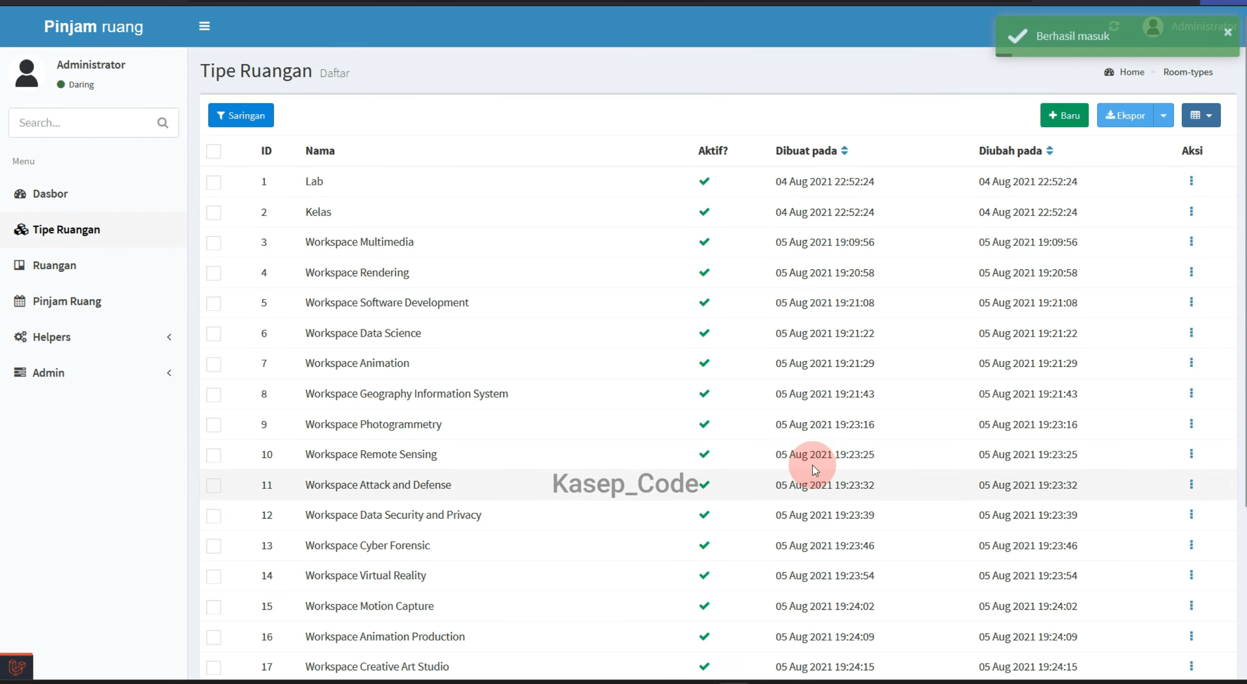 Source code aplikasi peminjaman ruangan berbasis web | Website Peminjaman Ruangan | Aplikasi Peminjaman ruang kelas