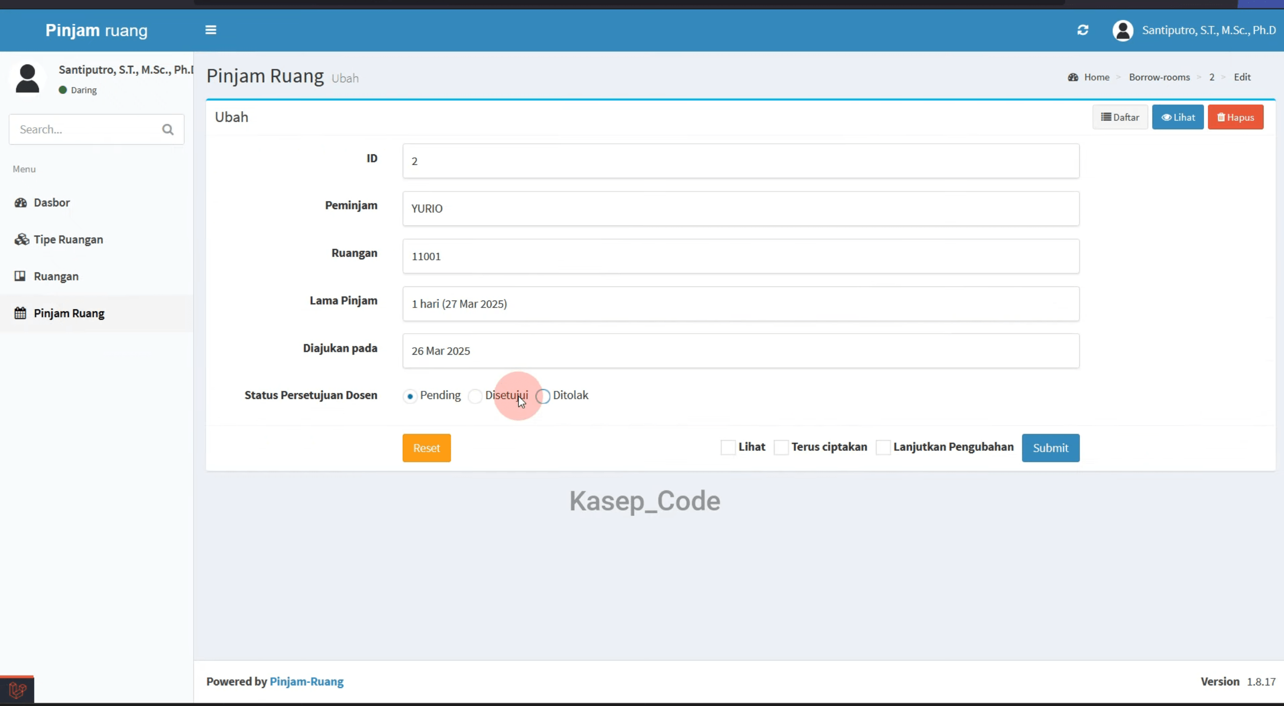 Source code aplikasi peminjaman ruangan berbasis web | Website Peminjaman Ruangan | Aplikasi Peminjaman ruang kelas