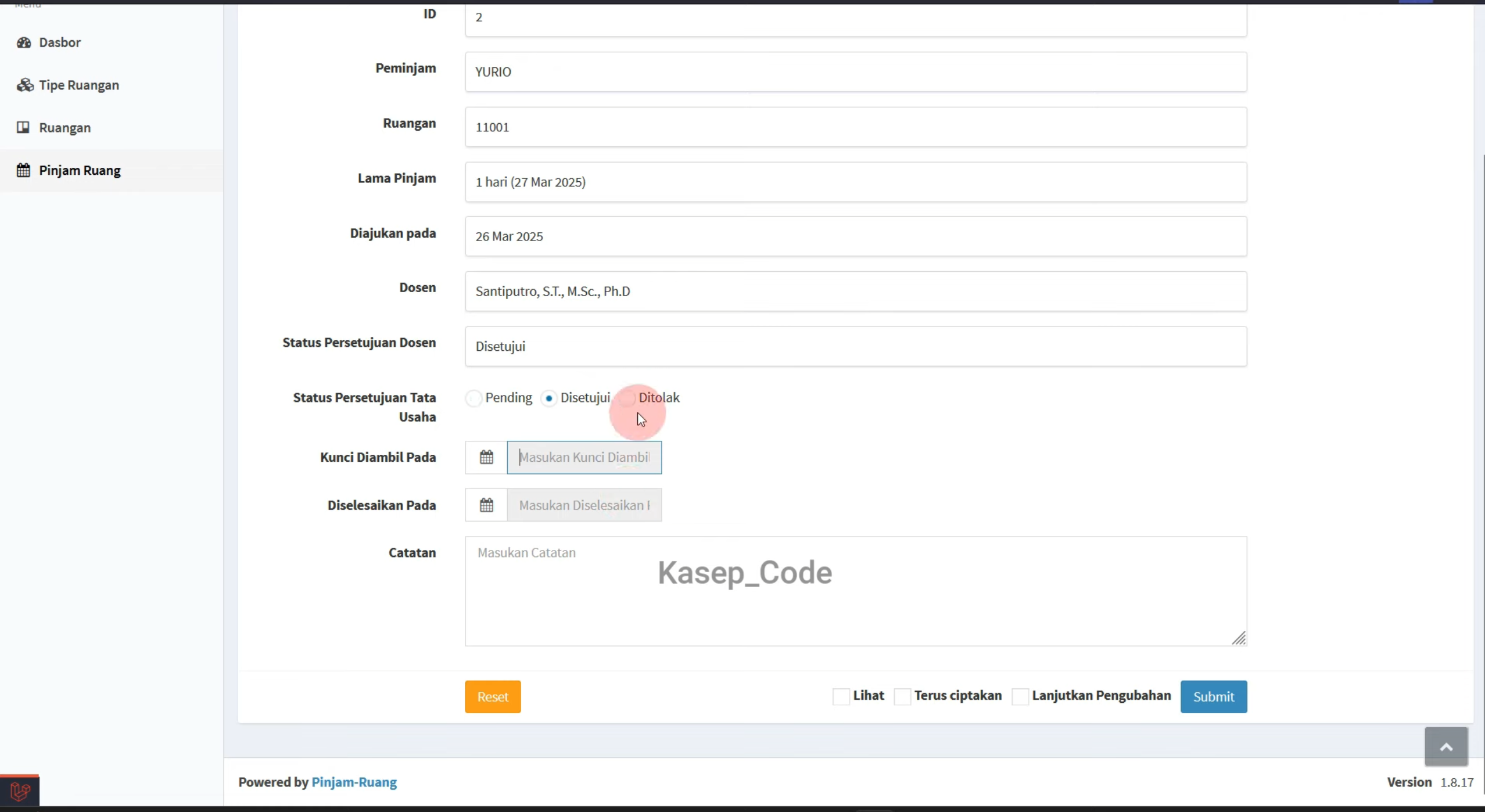 Source code aplikasi peminjaman ruangan berbasis web | Website Peminjaman Ruangan | Aplikasi Peminjaman ruang kelas