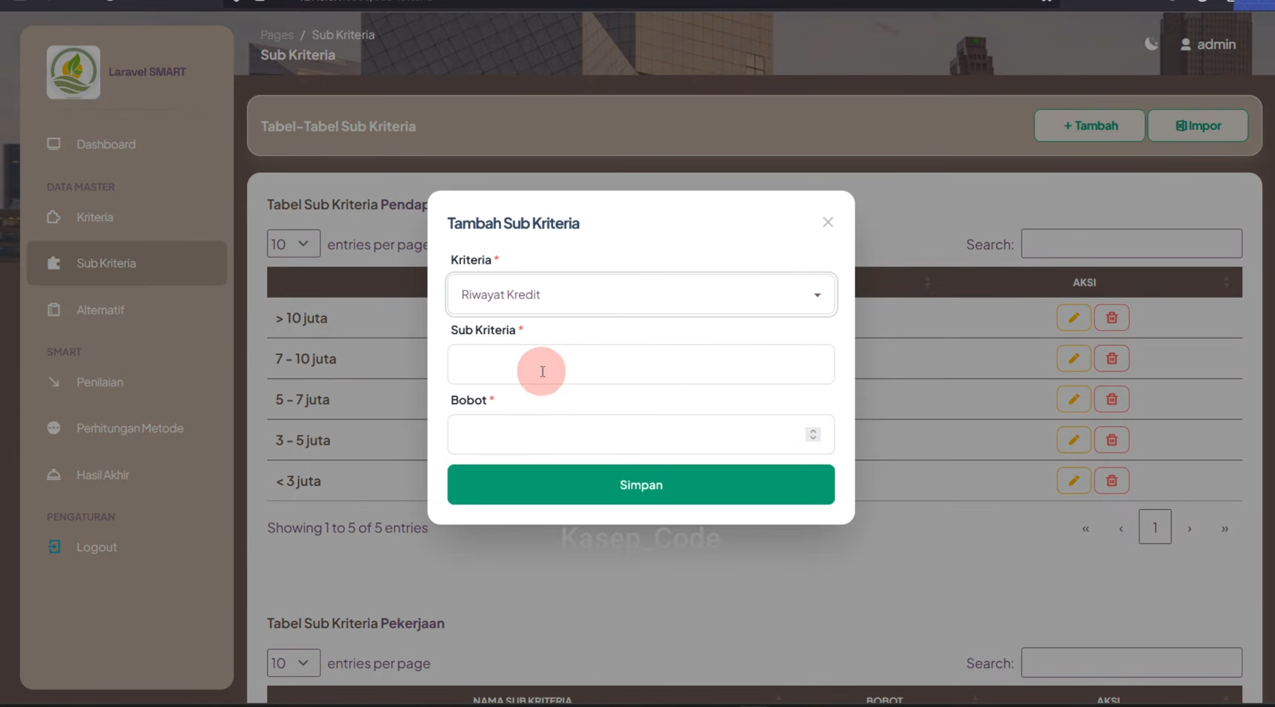 Source Code SPK Metode Smart | spk metode smart dengan laravel| Source Code Website SPK Metode Smart