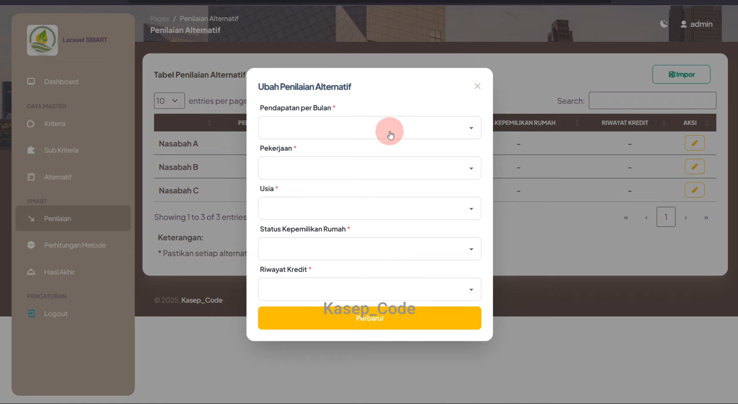 Source Code SPK Metode Smart | spk metode smart dengan laravel| Source Code Website SPK Metode Smart