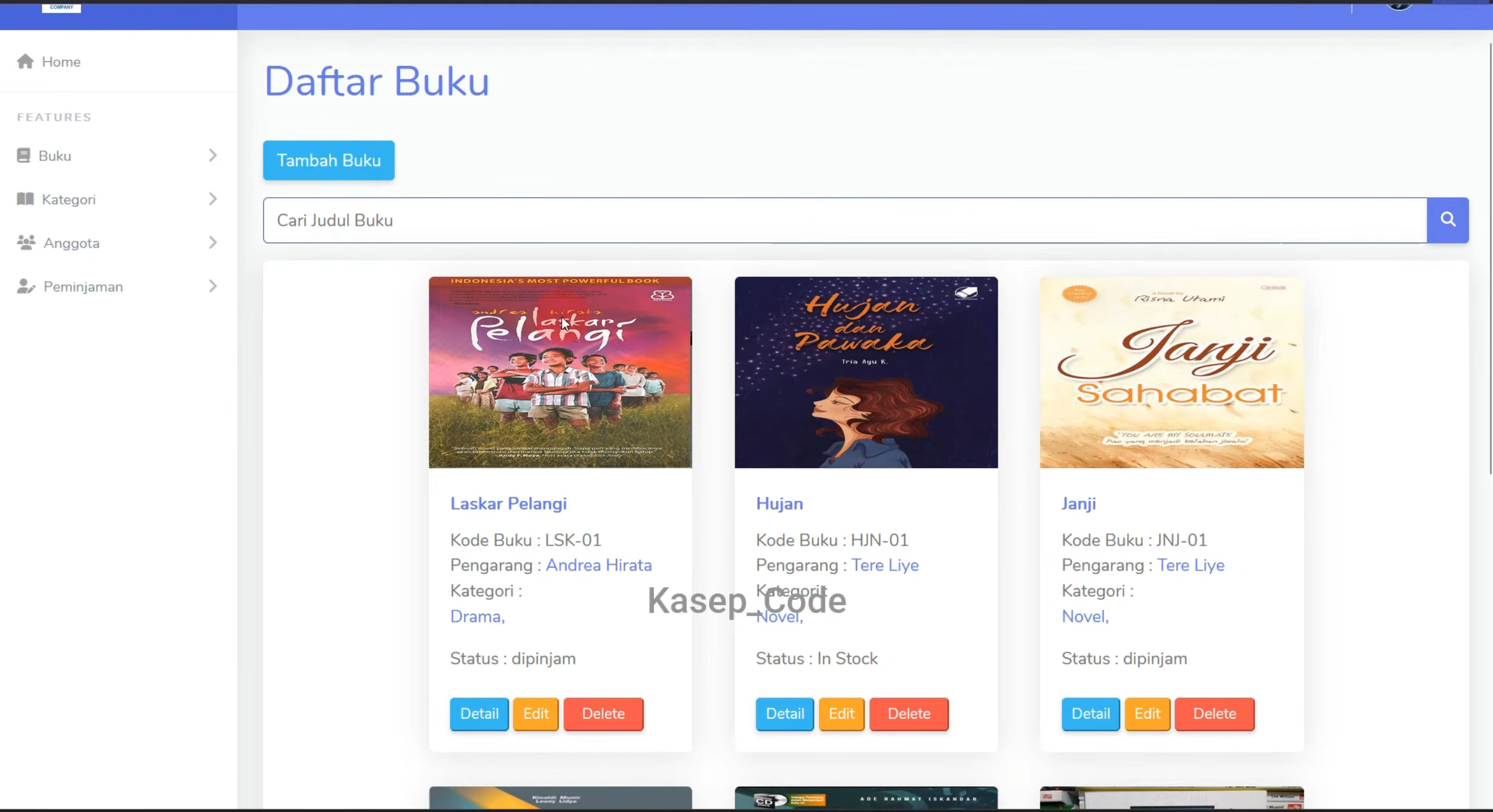 Website perpustakaan dengan PHP dan MySQL | Download source code aplikasi perpustakaan Laravel