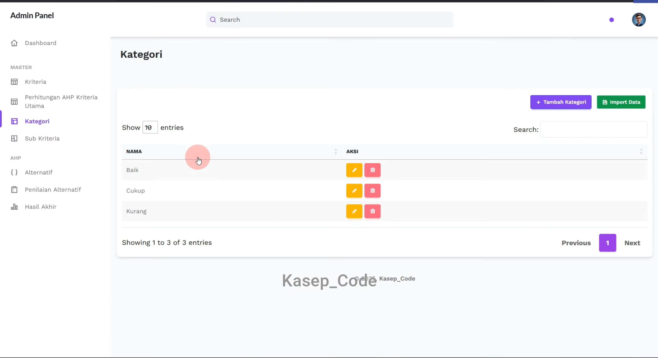 Source code SPK metode AHP Laravel | SPK metode AHP Laravel | Website SPK metode AHP Laravel terbaru