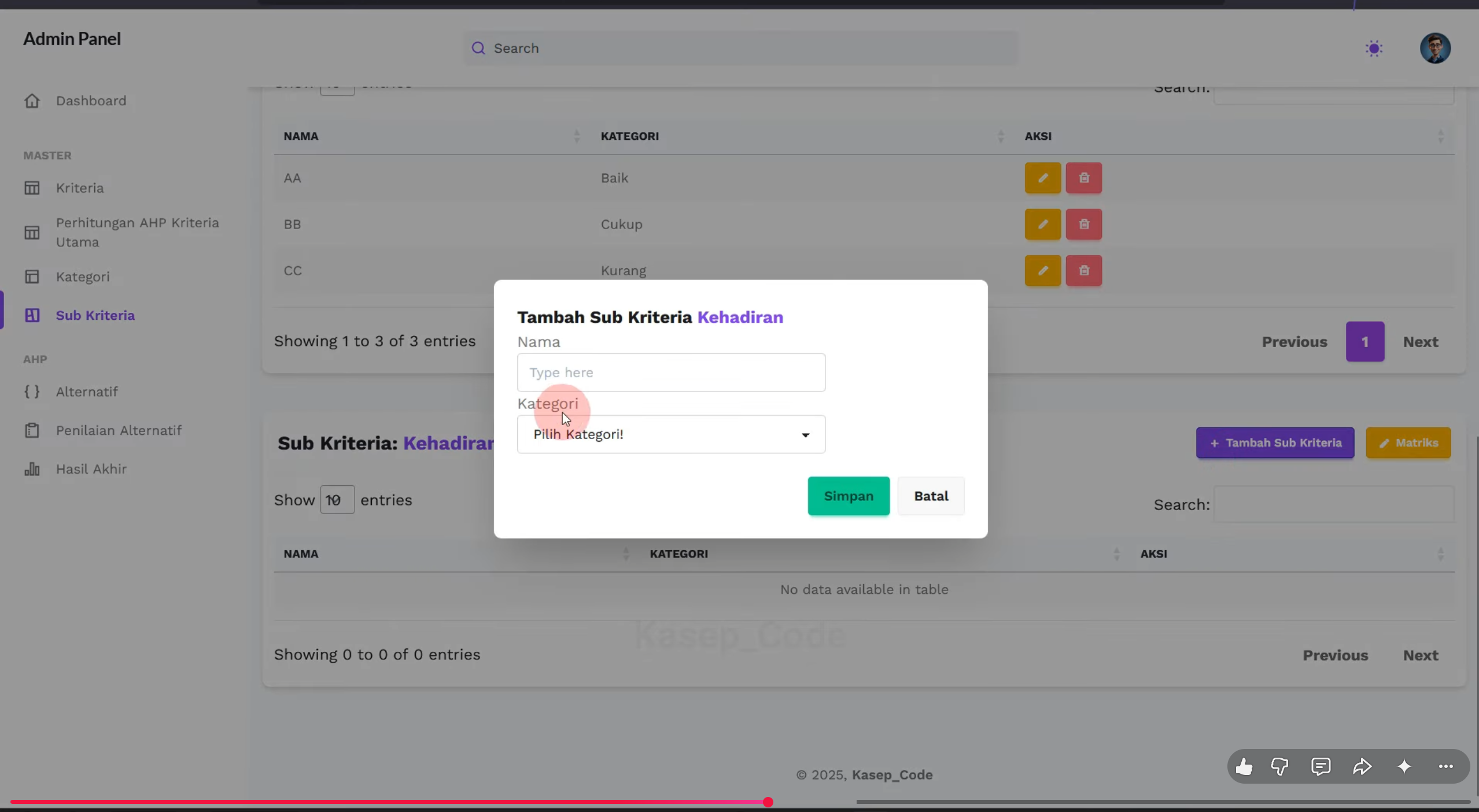 Source code SPK metode AHP Laravel | SPK metode AHP Laravel | Website SPK metode AHP Laravel terbaru
