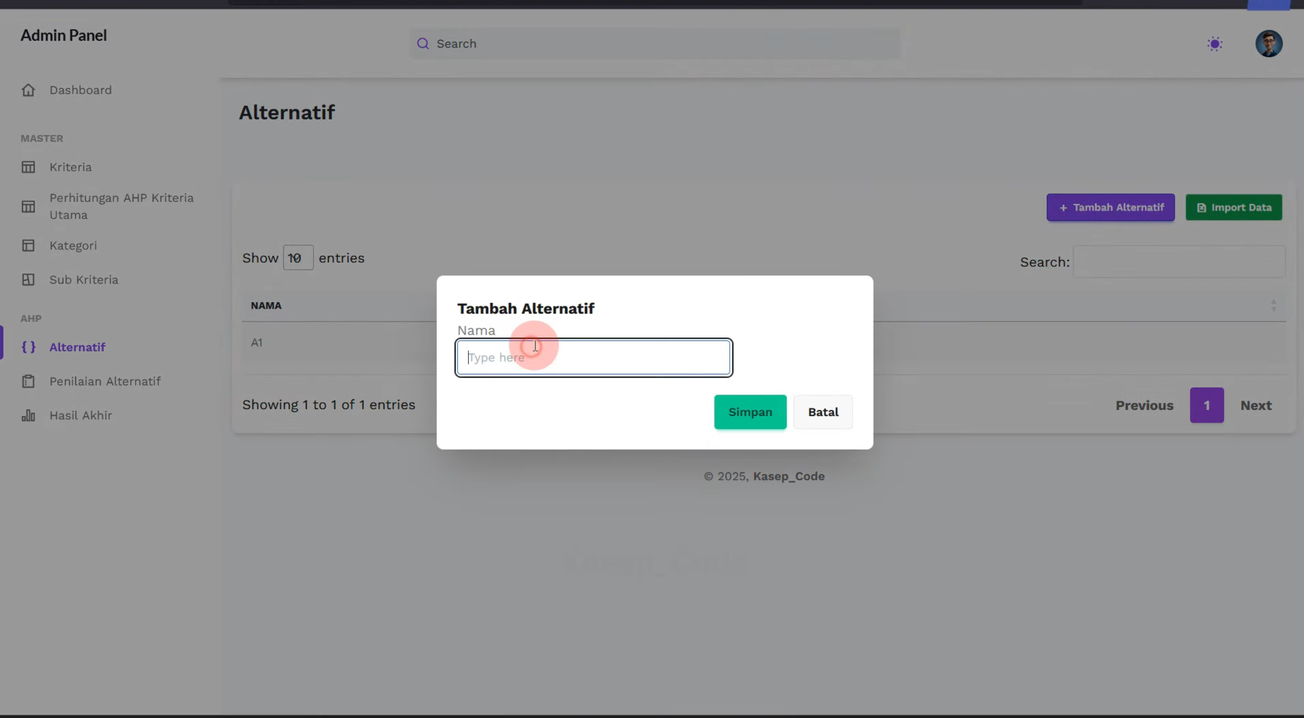Source code SPK metode AHP Laravel | SPK metode AHP Laravel | Website SPK metode AHP Laravel terbaru