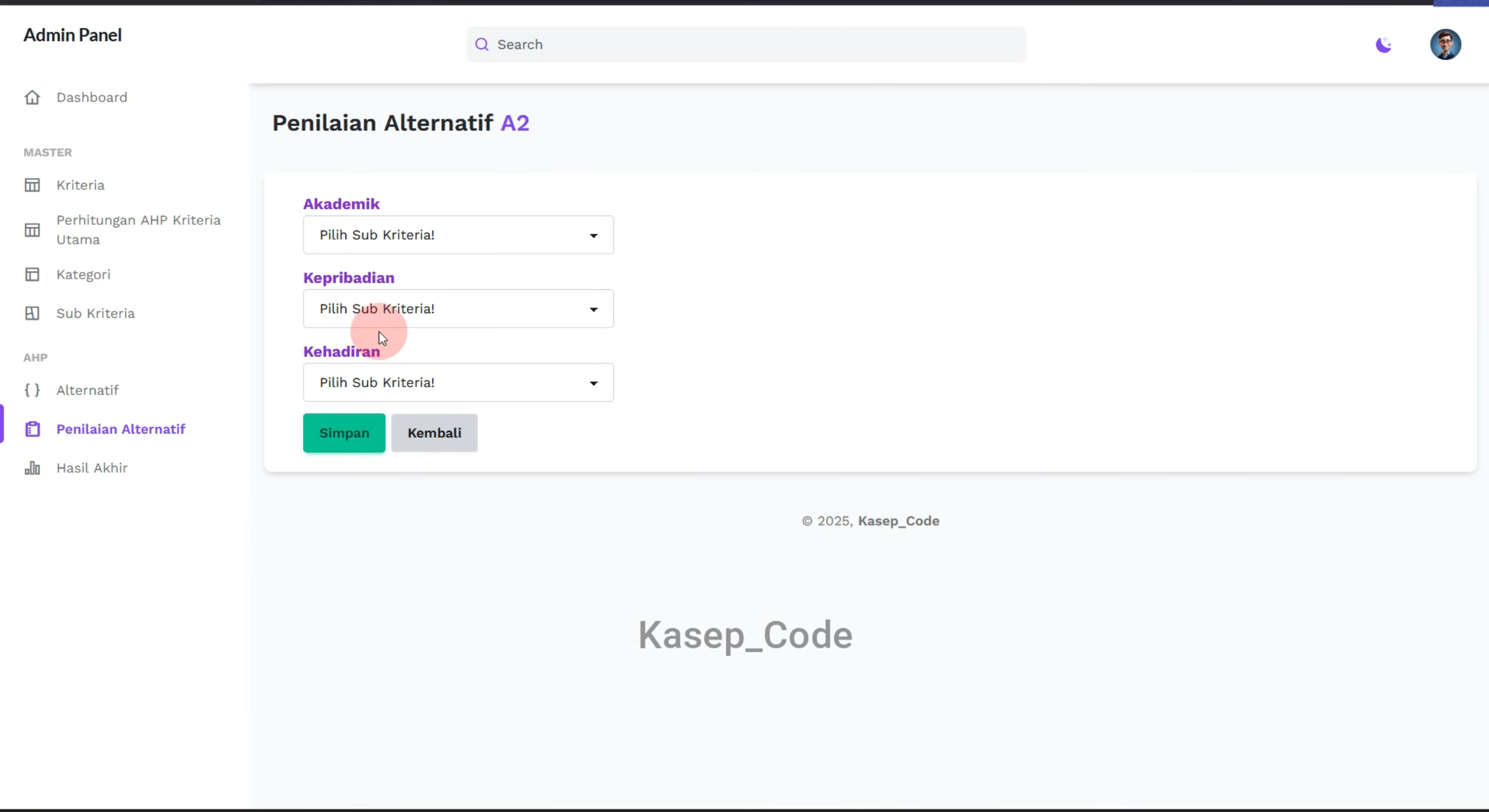 Source code SPK metode AHP Laravel | SPK metode AHP Laravel | Website SPK metode AHP Laravel terbaru