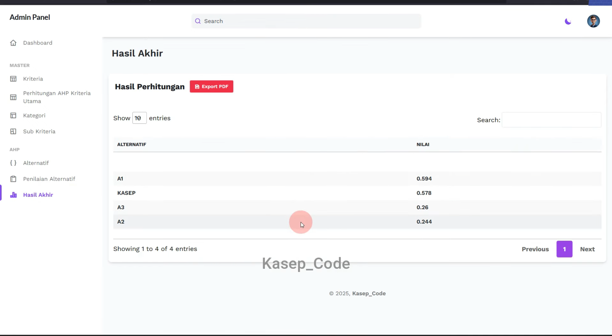 Source code SPK metode AHP Laravel | SPK metode AHP Laravel | Website SPK metode AHP Laravel terbaru
