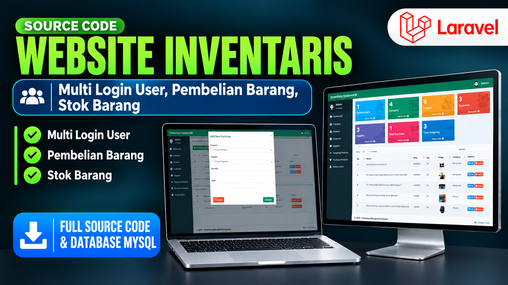 Sistem Informasi Inventaris Laravel | Source Code Website Inventaris | Aplikasi Inventaris Barang