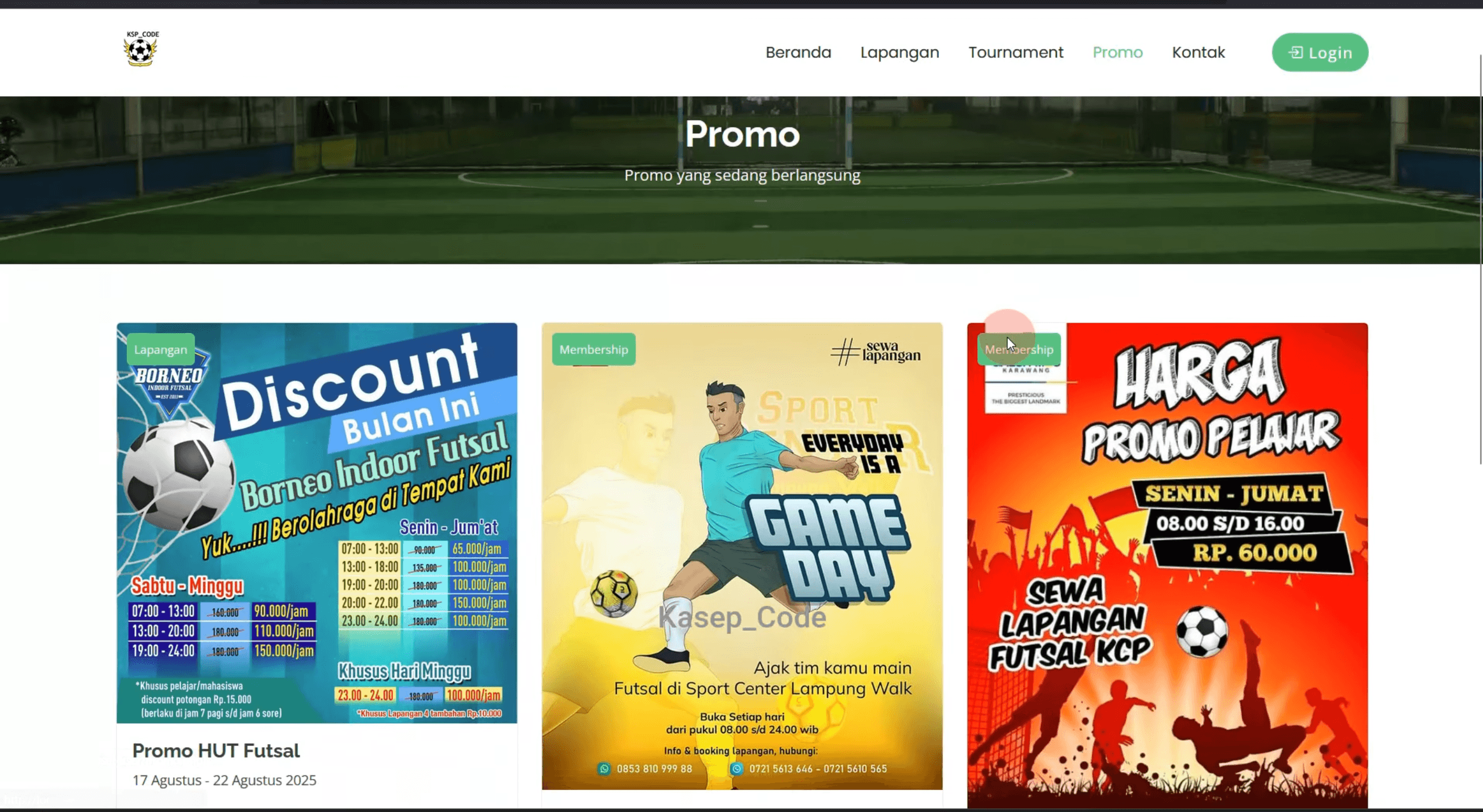 Source Code Website Sewa Lapangan | website penyewaan lapangan olahraga | Source Code Aplikasi Sewa