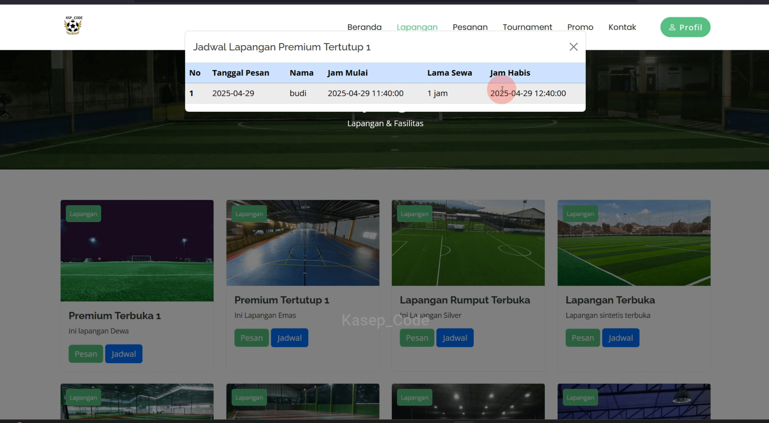 Source Code Website Sewa Lapangan | website penyewaan lapangan olahraga | Source Code Aplikasi Sewa