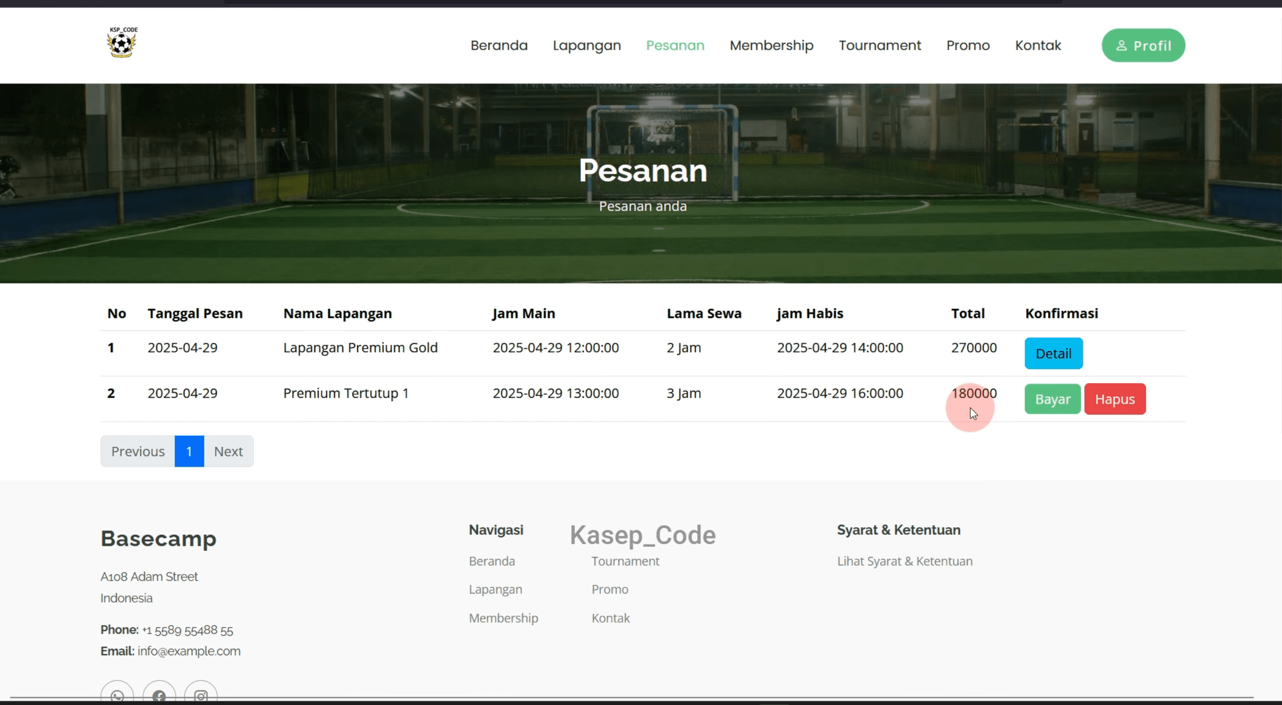 Source Code Website Sewa Lapangan | website penyewaan lapangan olahraga | Source Code Aplikasi Sewa