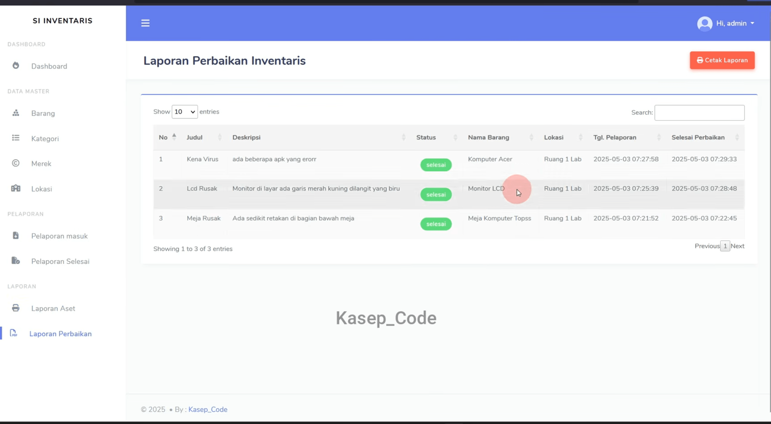 Source Code website Pelaporan Barang QR Code | Source Code Aplikasi Inventaris Scan QR Code Laravel
