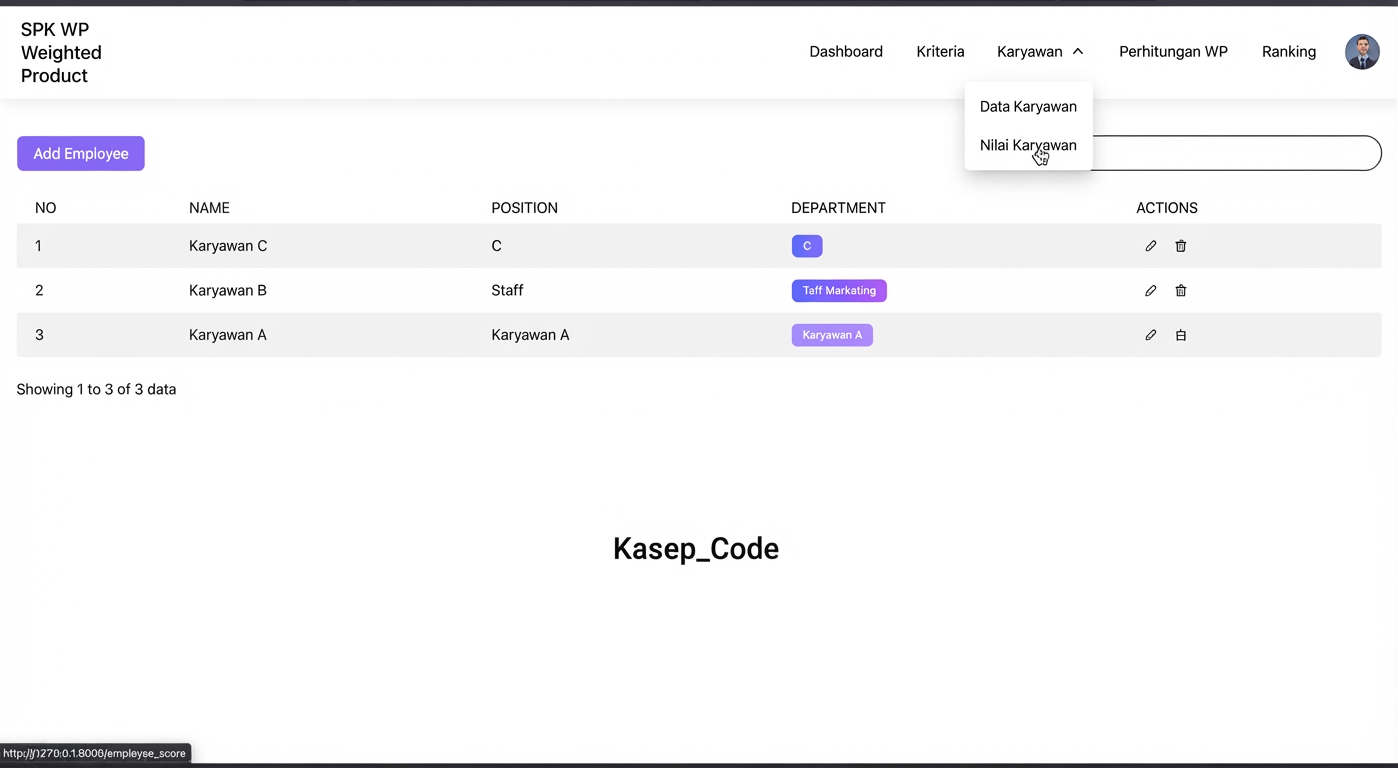 Website SPK Metode WP Menggunakan Laravel | Download Source Code SPK Laravel Metode Weighted Product