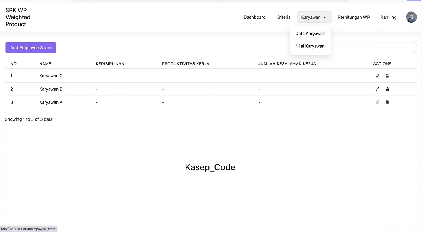 Website SPK Metode WP Menggunakan Laravel | Download Source Code SPK Laravel Metode Weighted Product