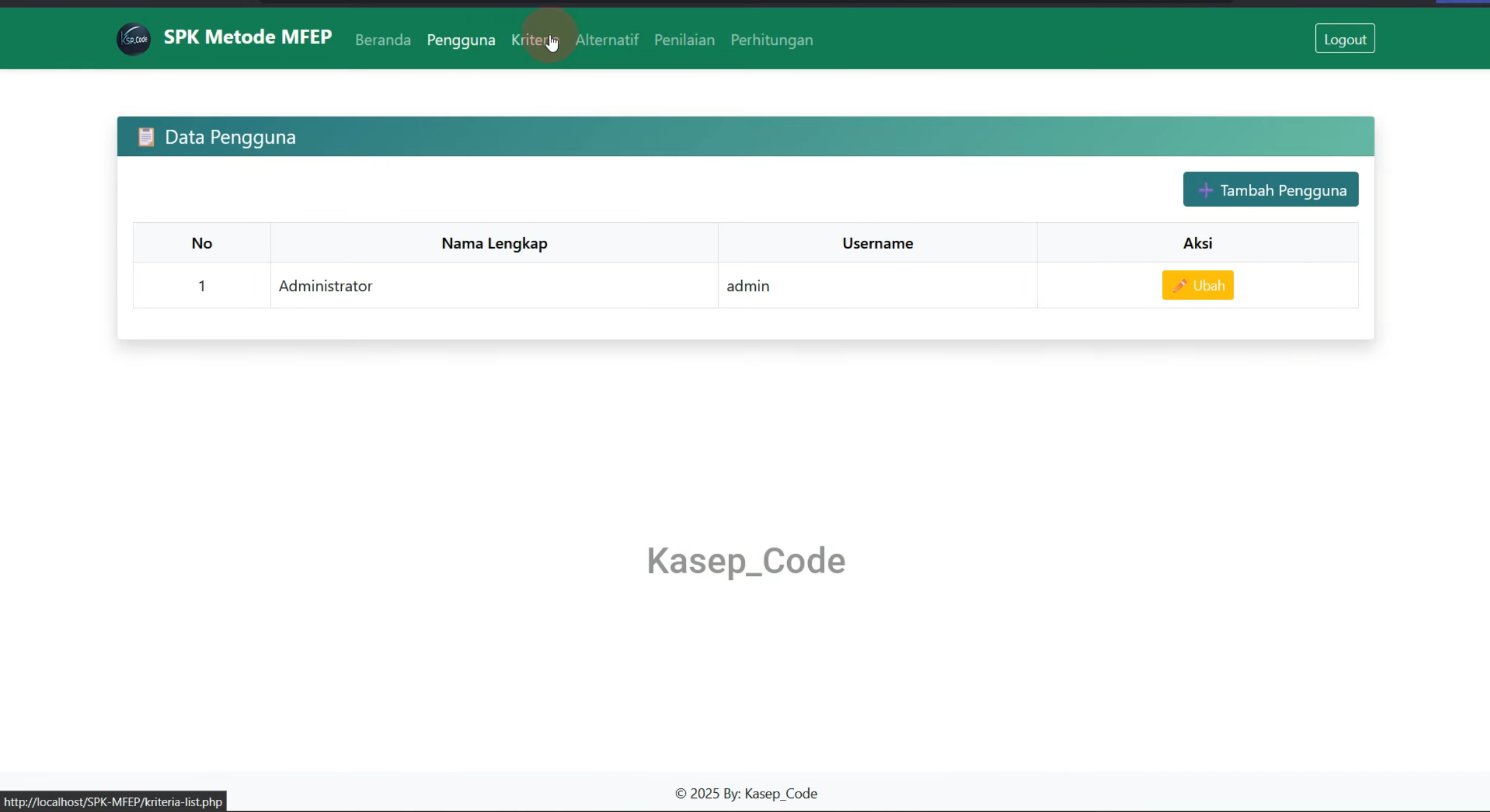 Source Code SPK Metode MFEP | Download Website SPK Metode MFEP | Aplikasi SPK Metode MFEP PHP MySQL