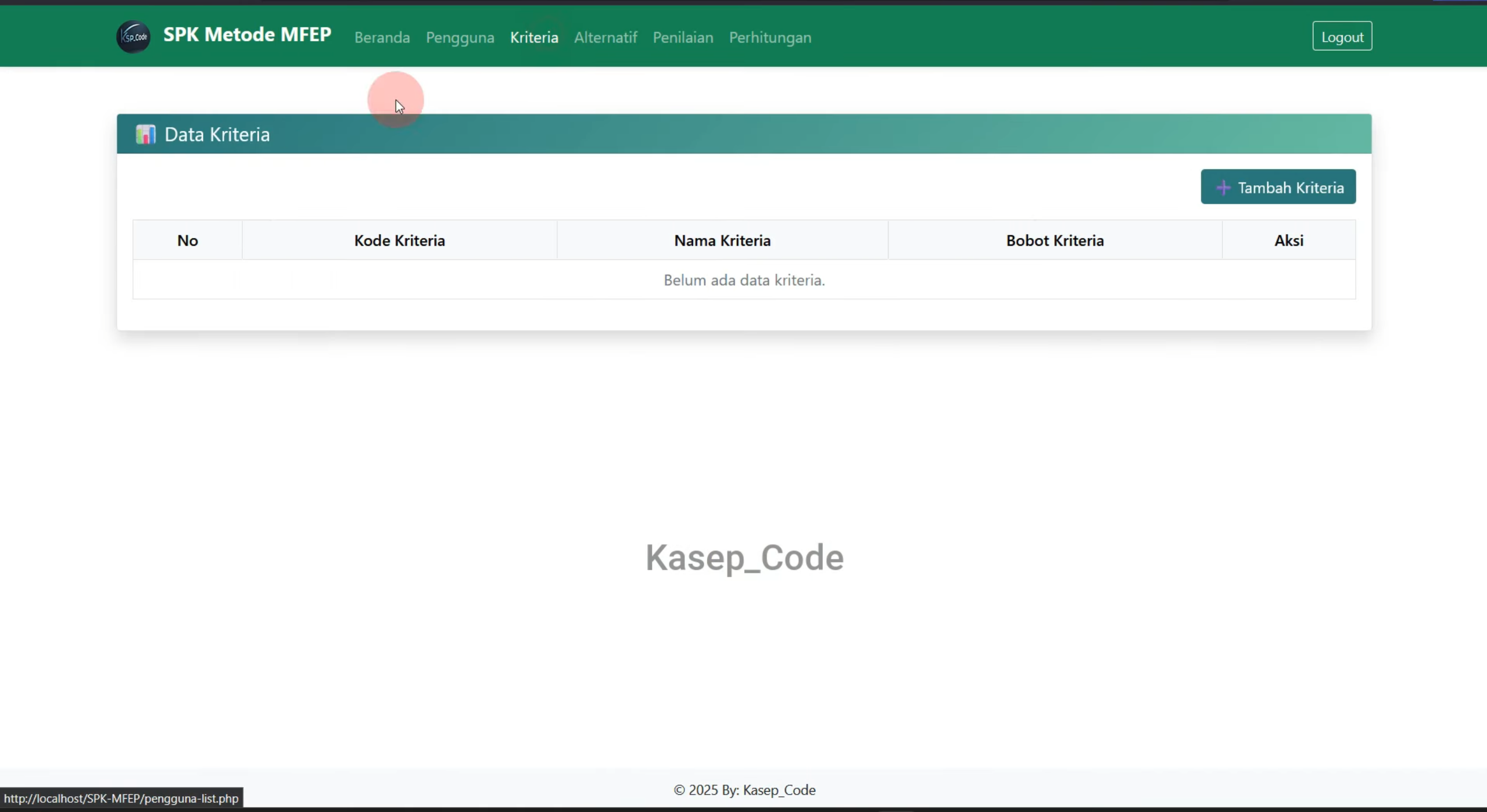 Source Code SPK Metode MFEP | Download Website SPK Metode MFEP | Aplikasi SPK Metode MFEP PHP MySQL