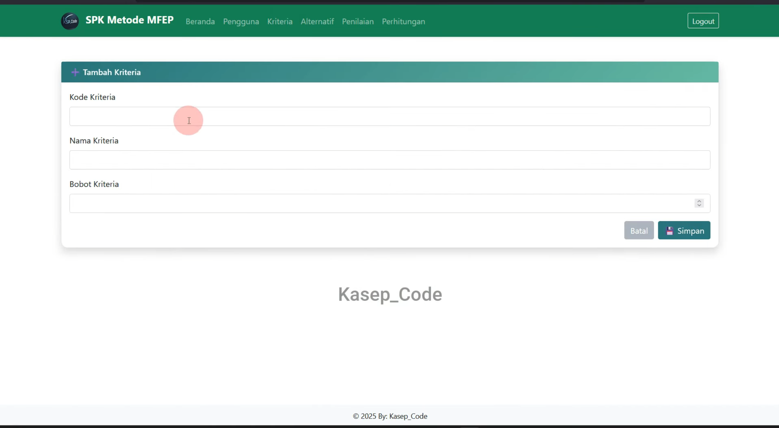 Source Code SPK Metode MFEP | Download Website SPK Metode MFEP | Aplikasi SPK Metode MFEP PHP MySQL