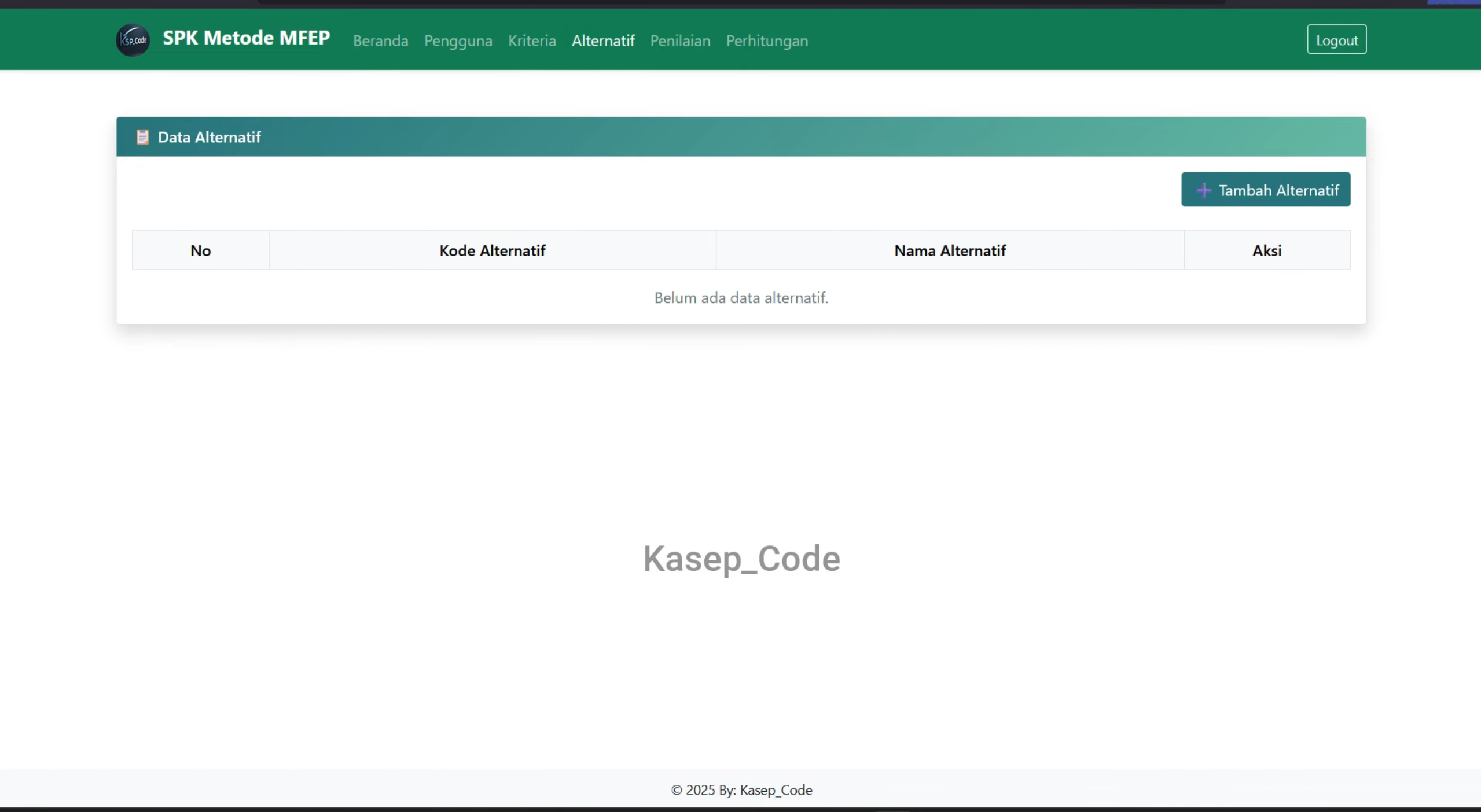 Source Code SPK Metode MFEP | Download Website SPK Metode MFEP | Aplikasi SPK Metode MFEP PHP MySQL