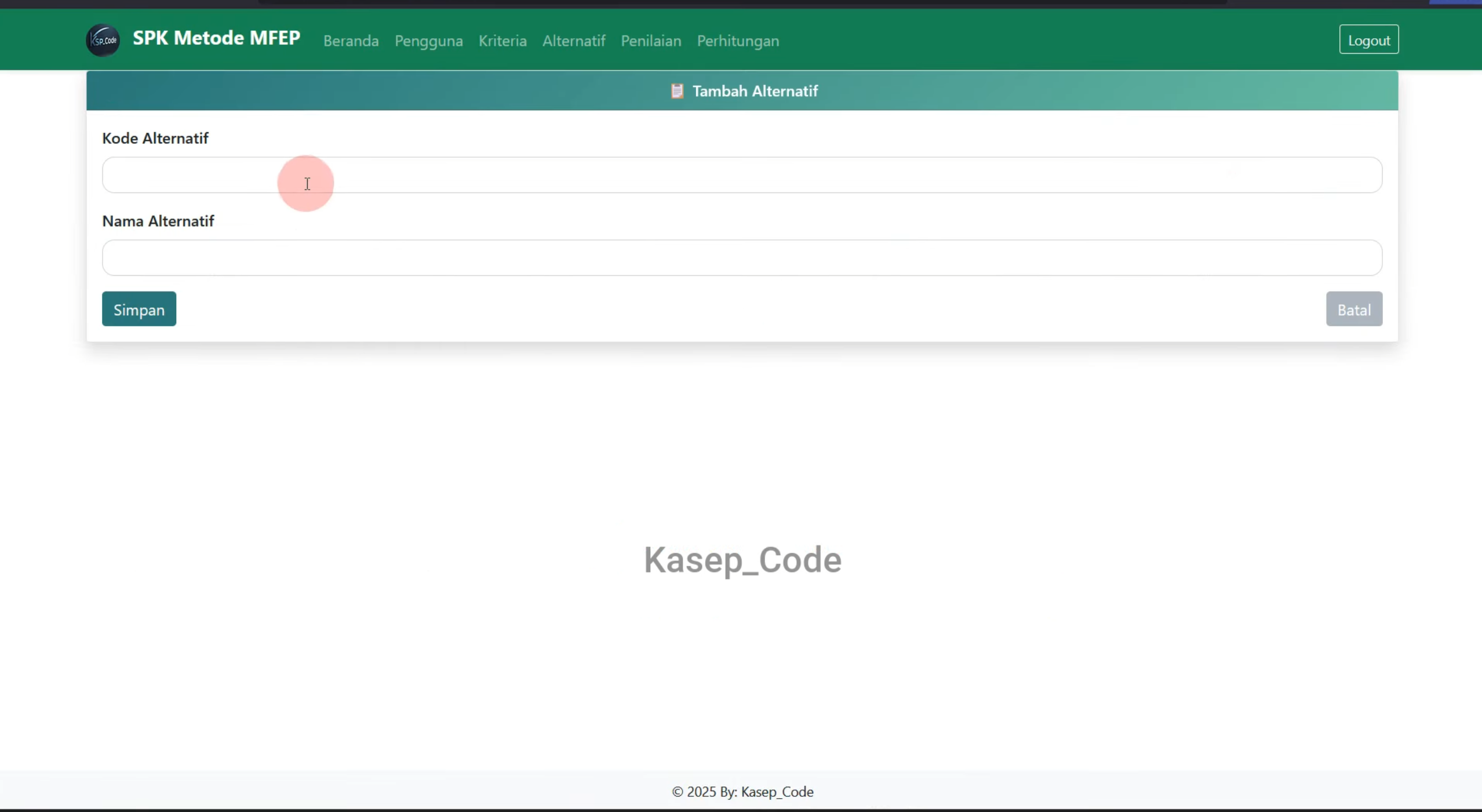 Source Code SPK Metode MFEP | Download Website SPK Metode MFEP | Aplikasi SPK Metode MFEP PHP MySQL