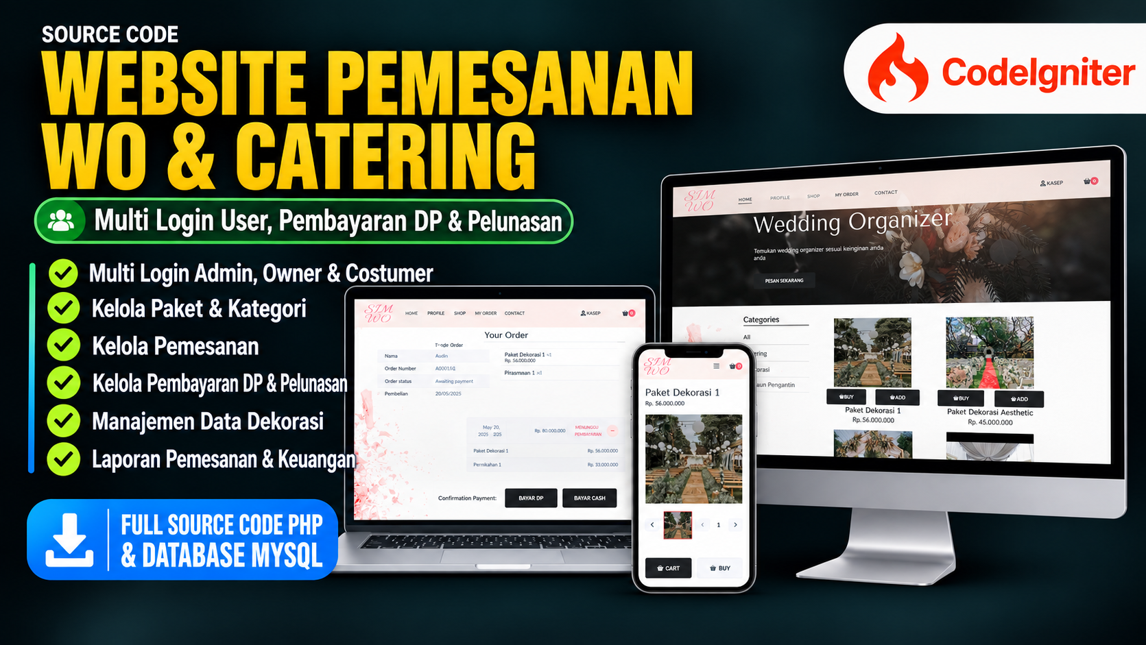 Source Code Website Pemesanan Wedding Organizer, Catering, Tenda & Souvenir | Website Pemesanan WO
