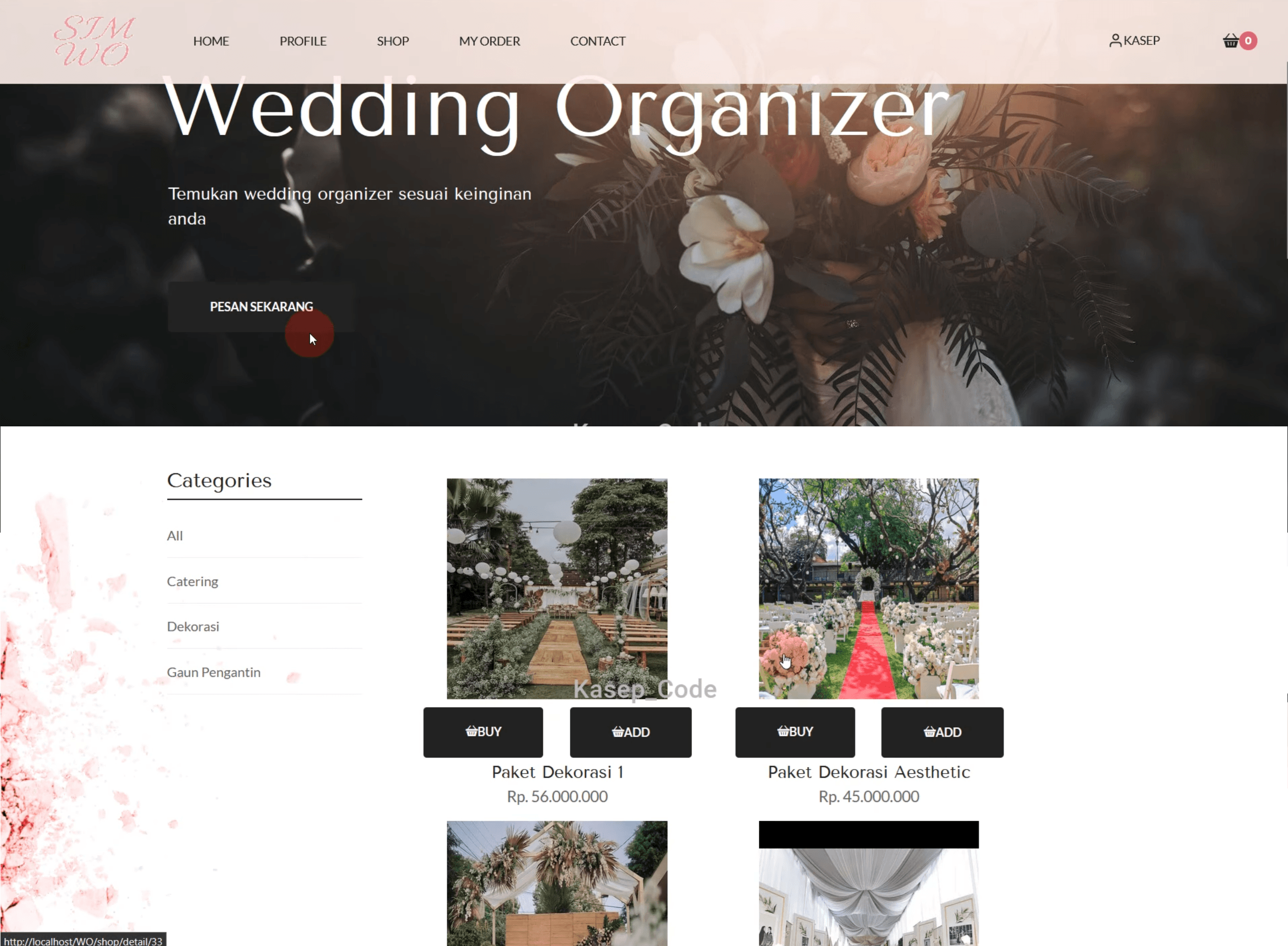 Source Code Website Pemesanan Wedding Organizer, Catering, Tenda & Souvenir | Website Pemesanan WO