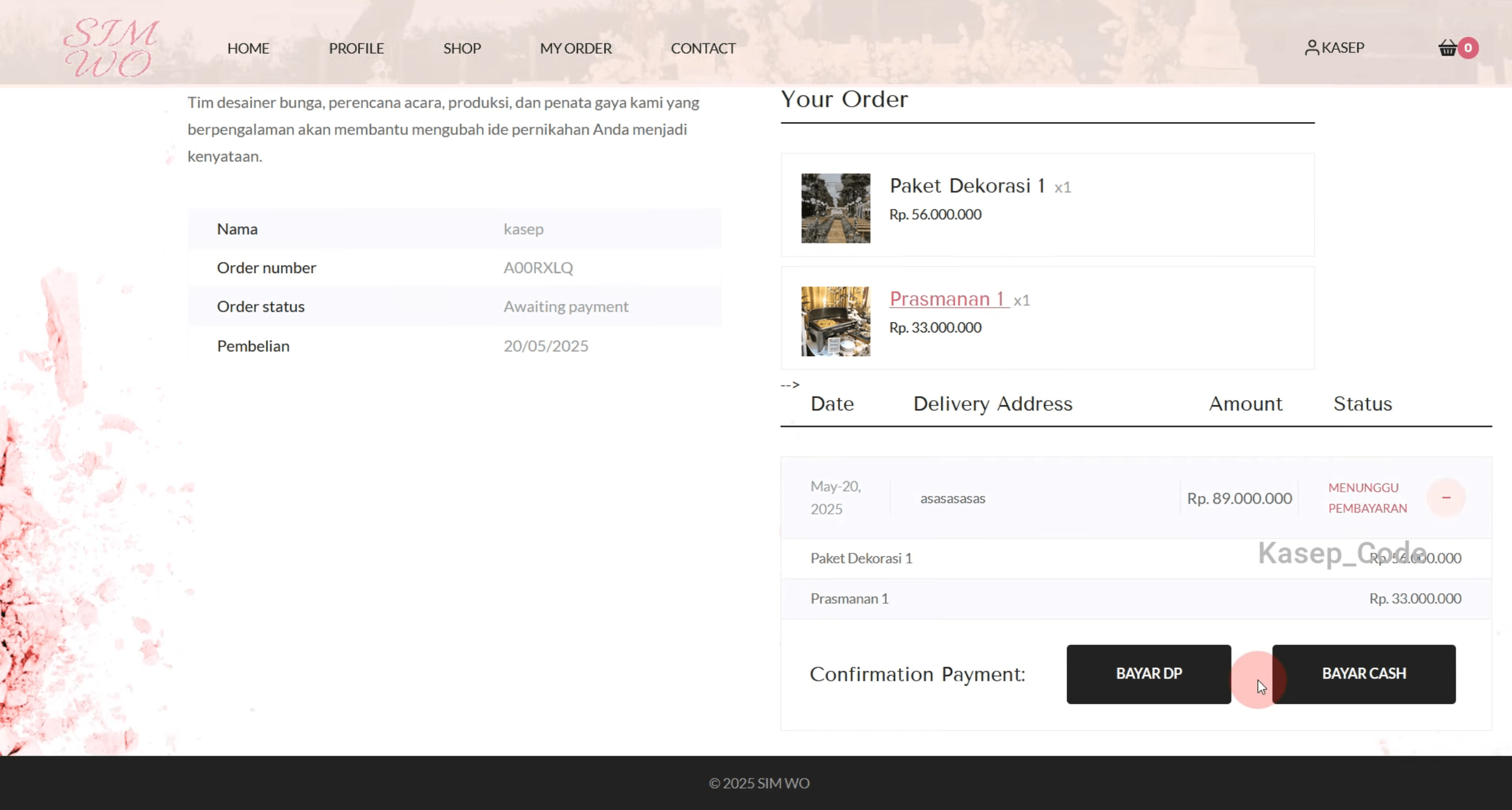 Source Code Website Pemesanan Wedding Organizer, Catering, Tenda & Souvenir | Website Pemesanan WO