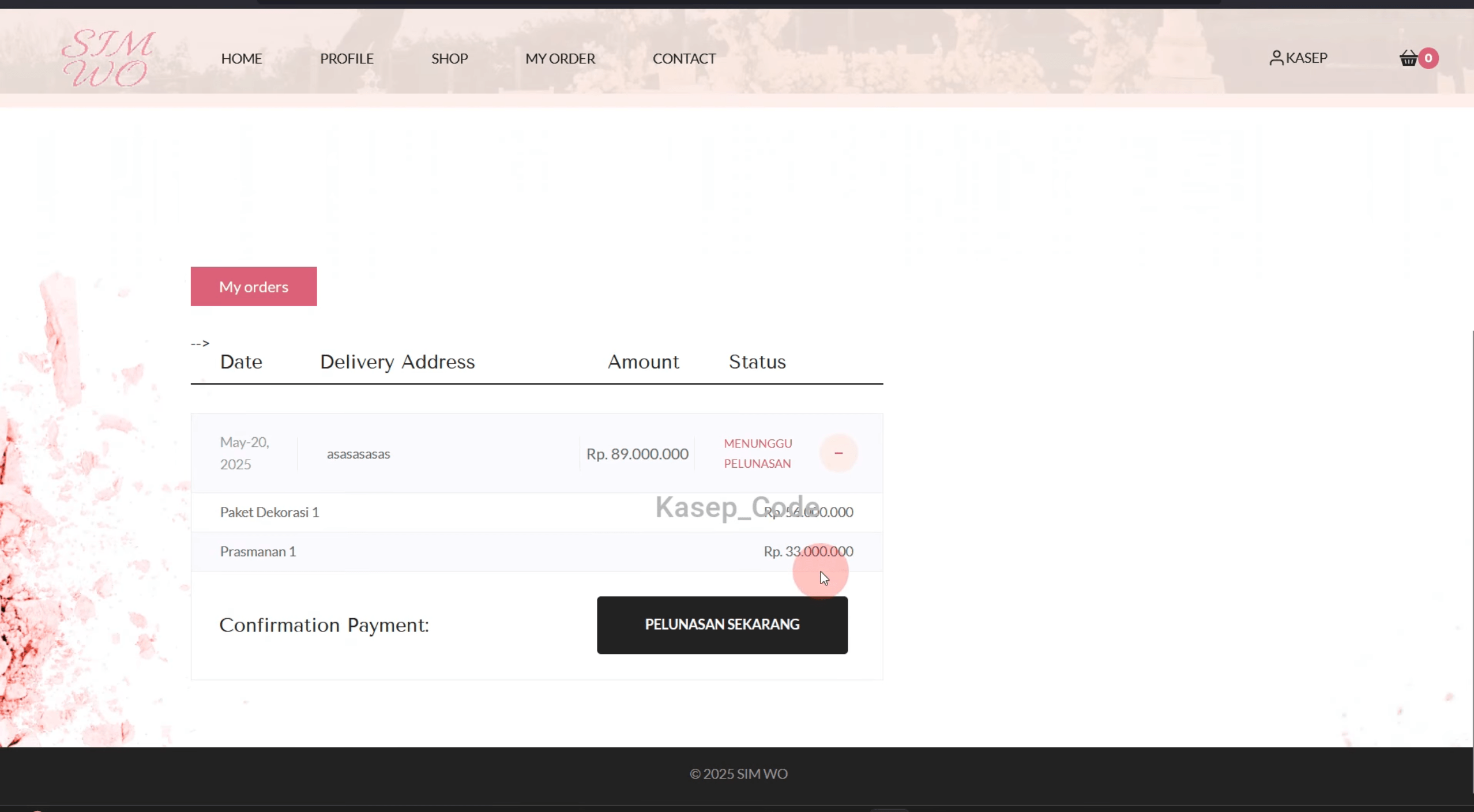 Source Code Website Pemesanan Wedding Organizer, Catering, Tenda & Souvenir | Website Pemesanan WO