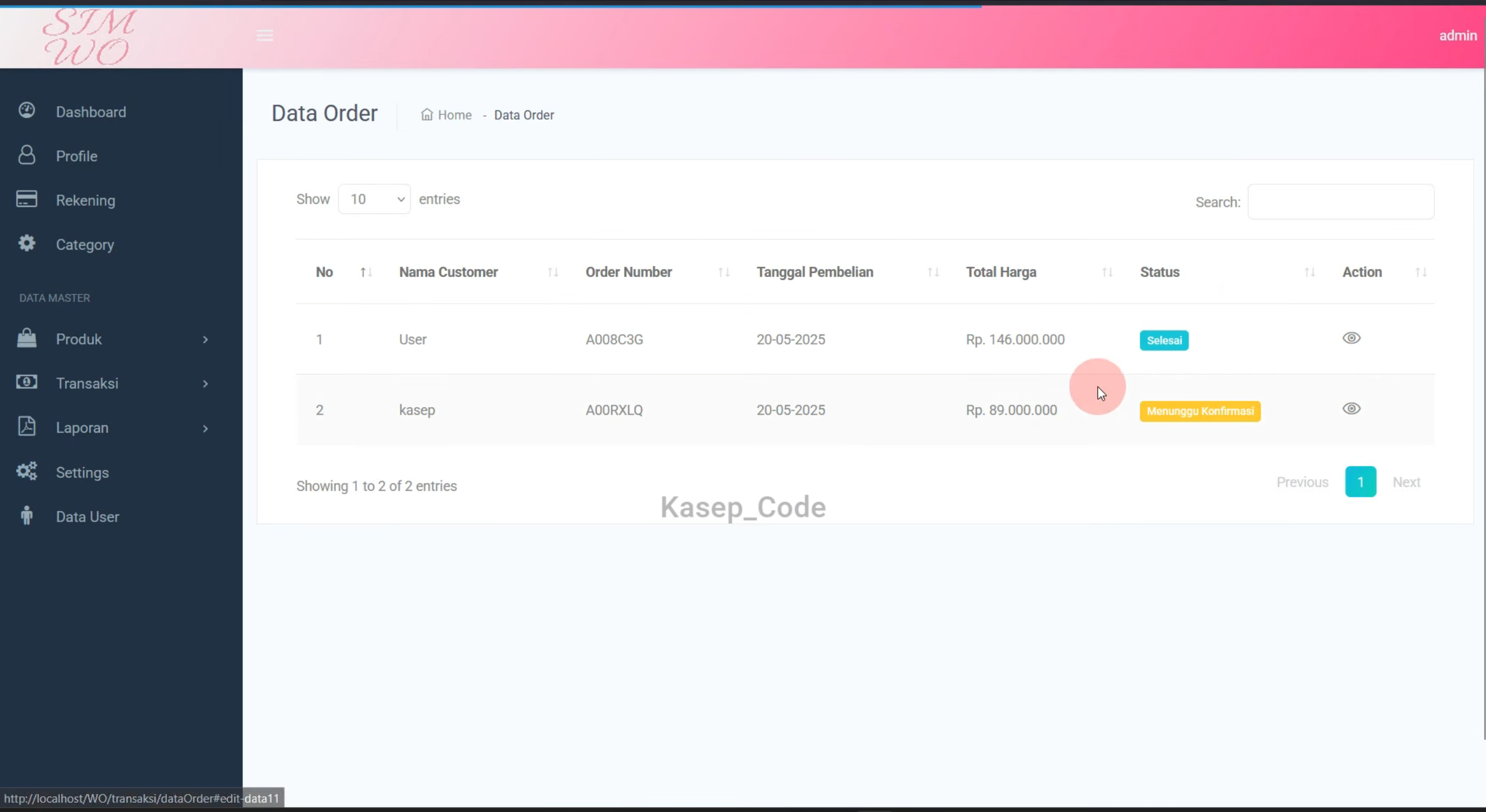 Source Code Website Pemesanan Wedding Organizer, Catering, Tenda & Souvenir | Website Pemesanan WO