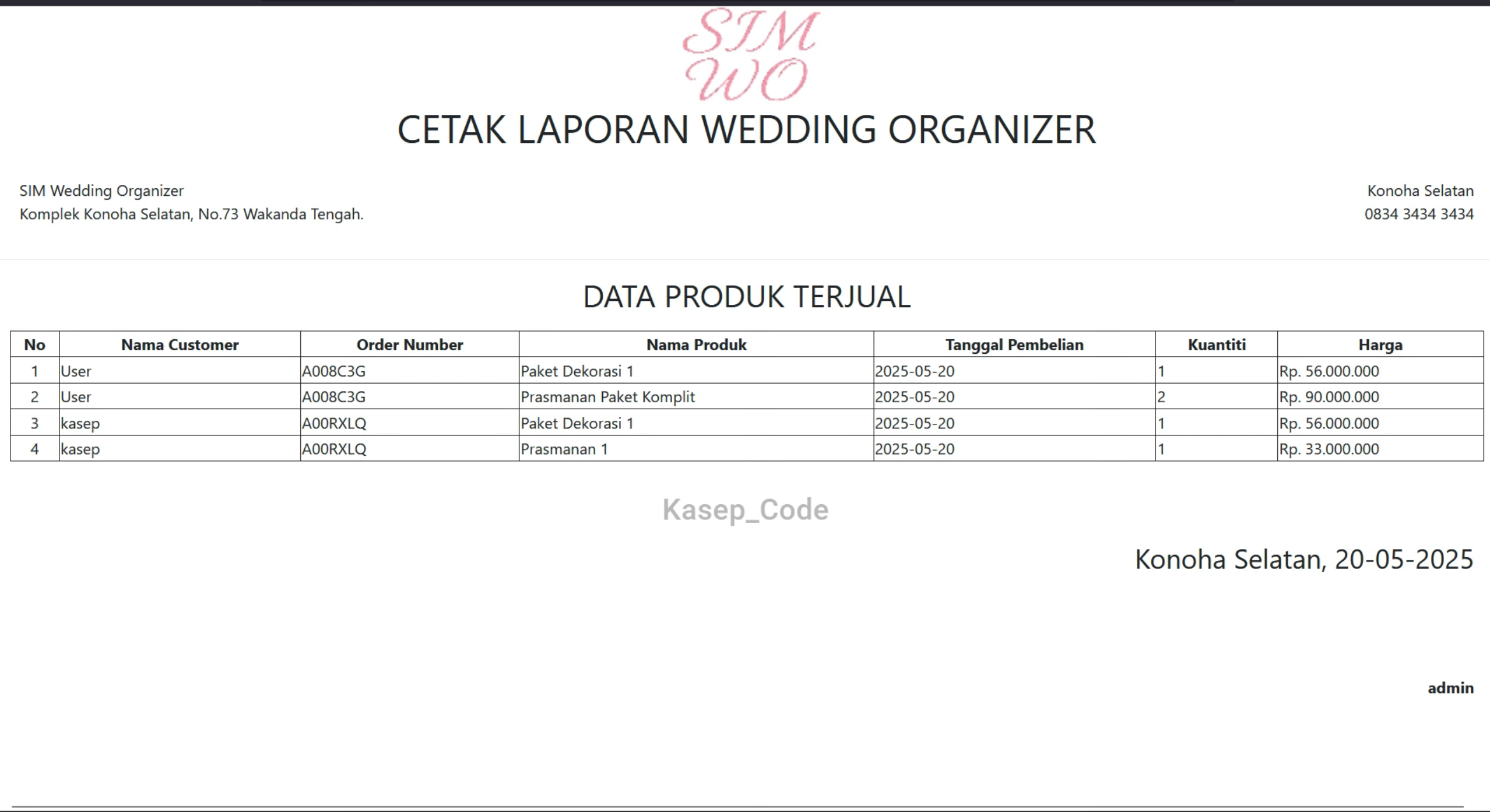 Source Code Website Pemesanan Wedding Organizer, Catering, Tenda & Souvenir | Website Pemesanan WO
