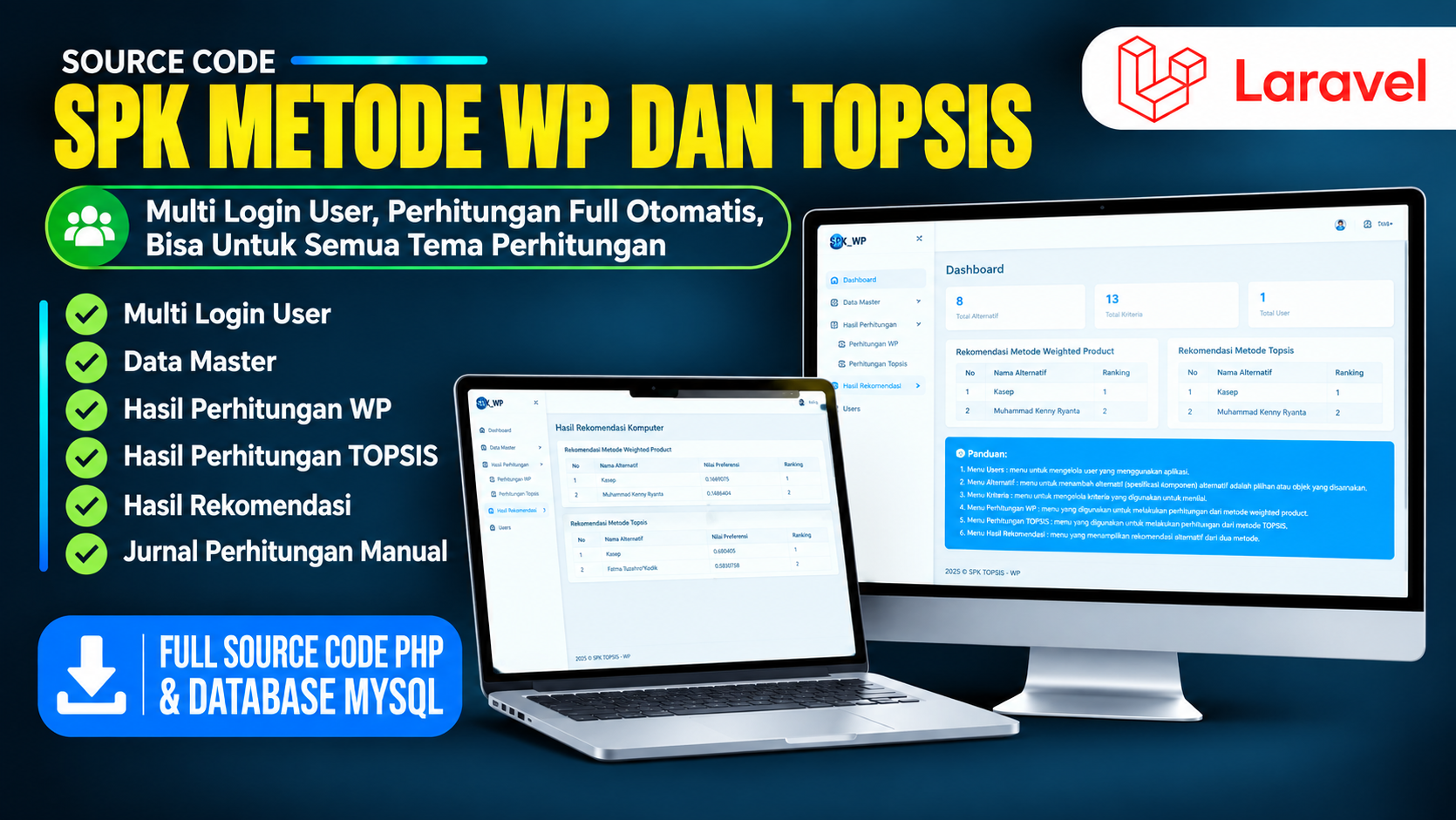 SPK metode WP dan TOPSIS | Source Code Website SPK Metode TOPSIS dan WP | SPK metode TOPSIS WP