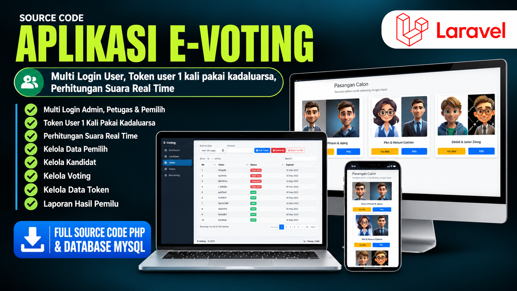 Source Code Website E-Voting Laravel | Source Code Aplikasi Pemilihan | Website Voting Online