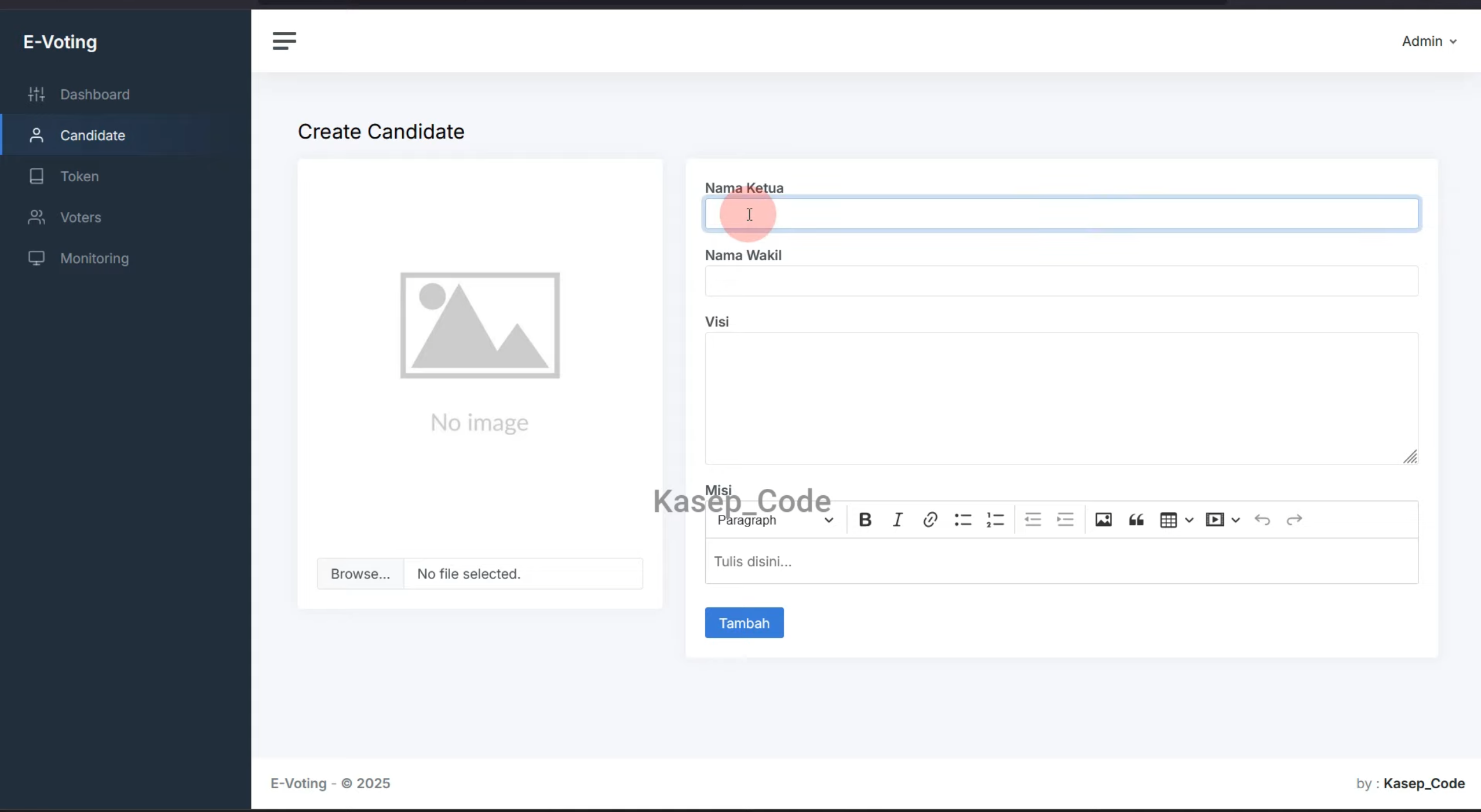 Source Code Website E-Voting Laravel | Source Code Aplikasi Pemilihan | Website Voting Online