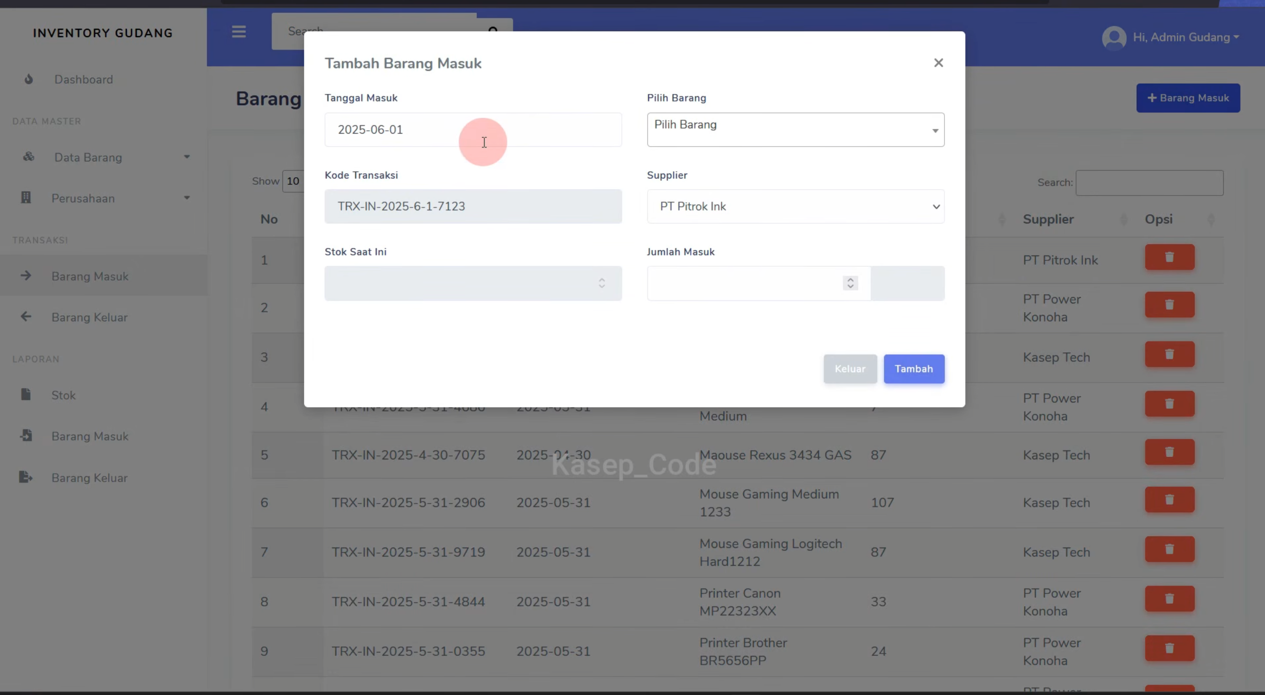 Source Code Website Inventaris Gudang Laravel | Website Laporan Stok Barang Gudang| Inventory System