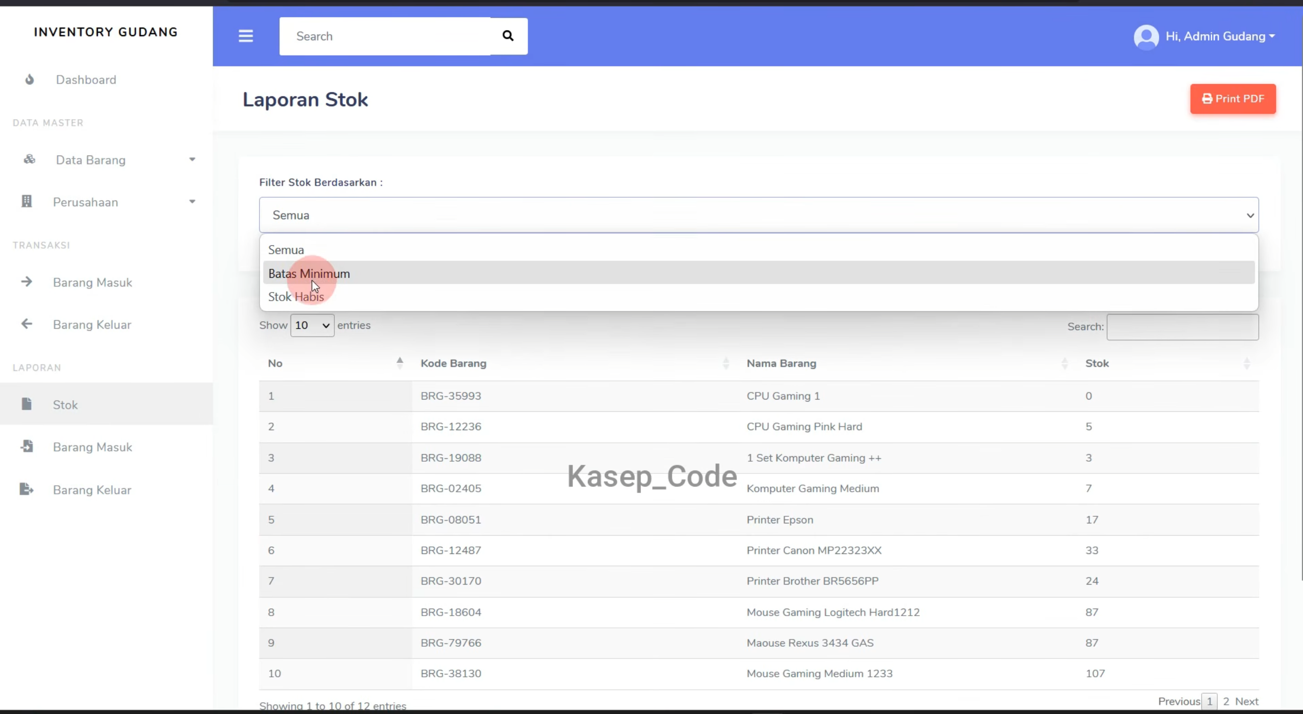 Source Code Website Inventaris Gudang Laravel | Website Laporan Stok Barang Gudang| Inventory System