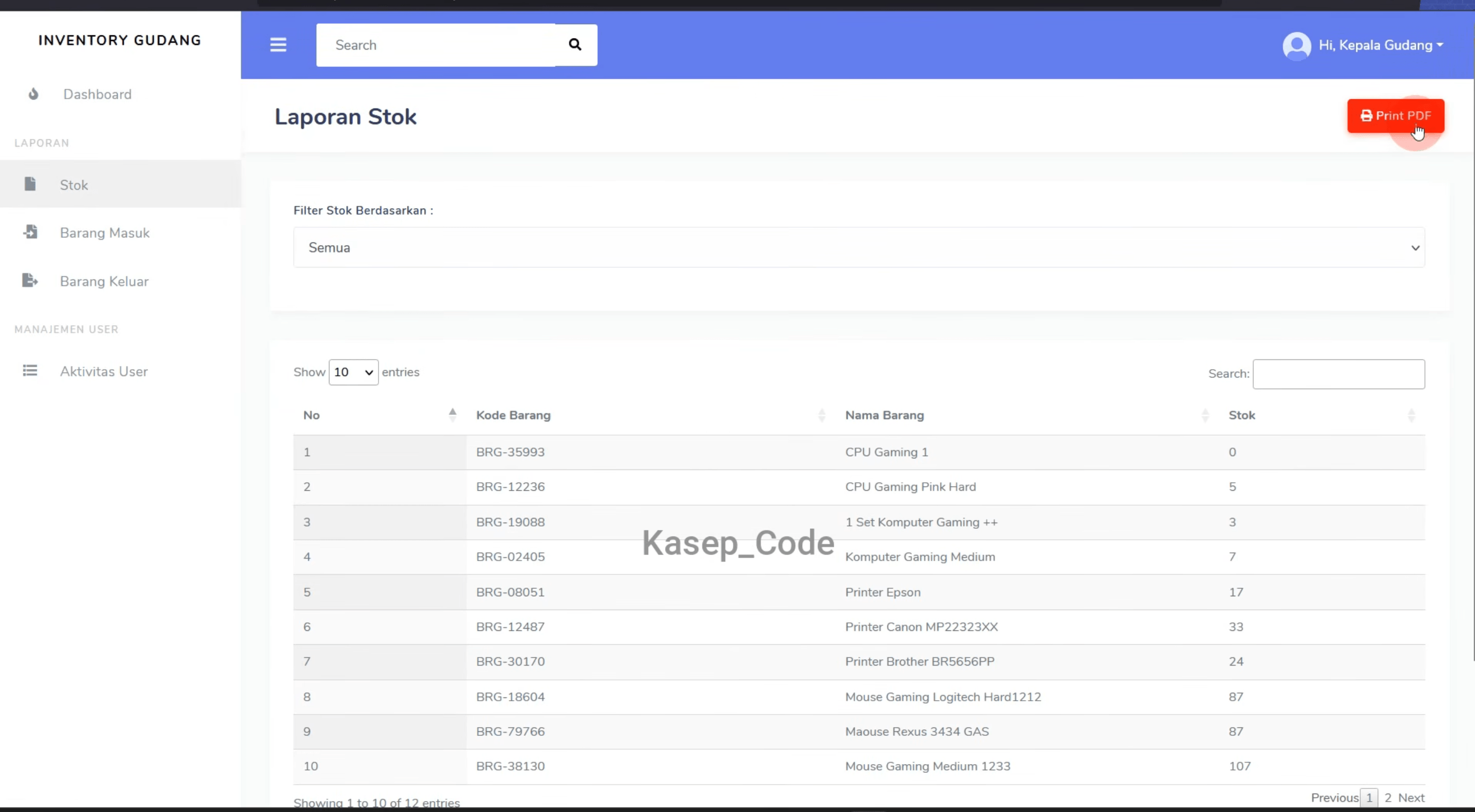 Source Code Website Inventaris Gudang Laravel | Website Laporan Stok Barang Gudang| Inventory System