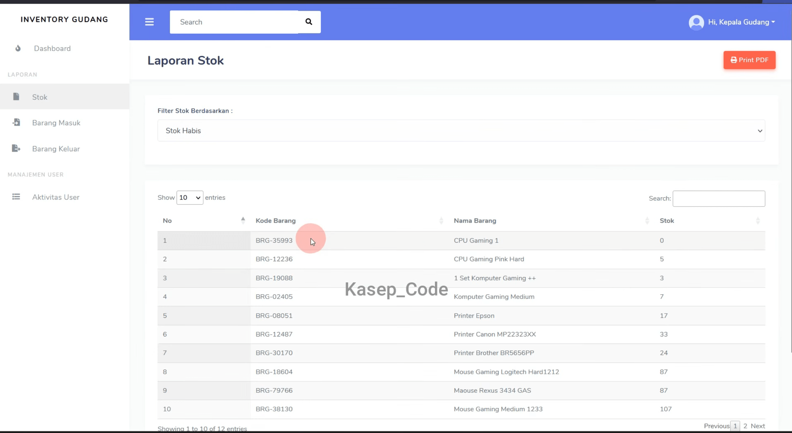 Source Code Website Inventaris Gudang Laravel | Website Laporan Stok Barang Gudang| Inventory System