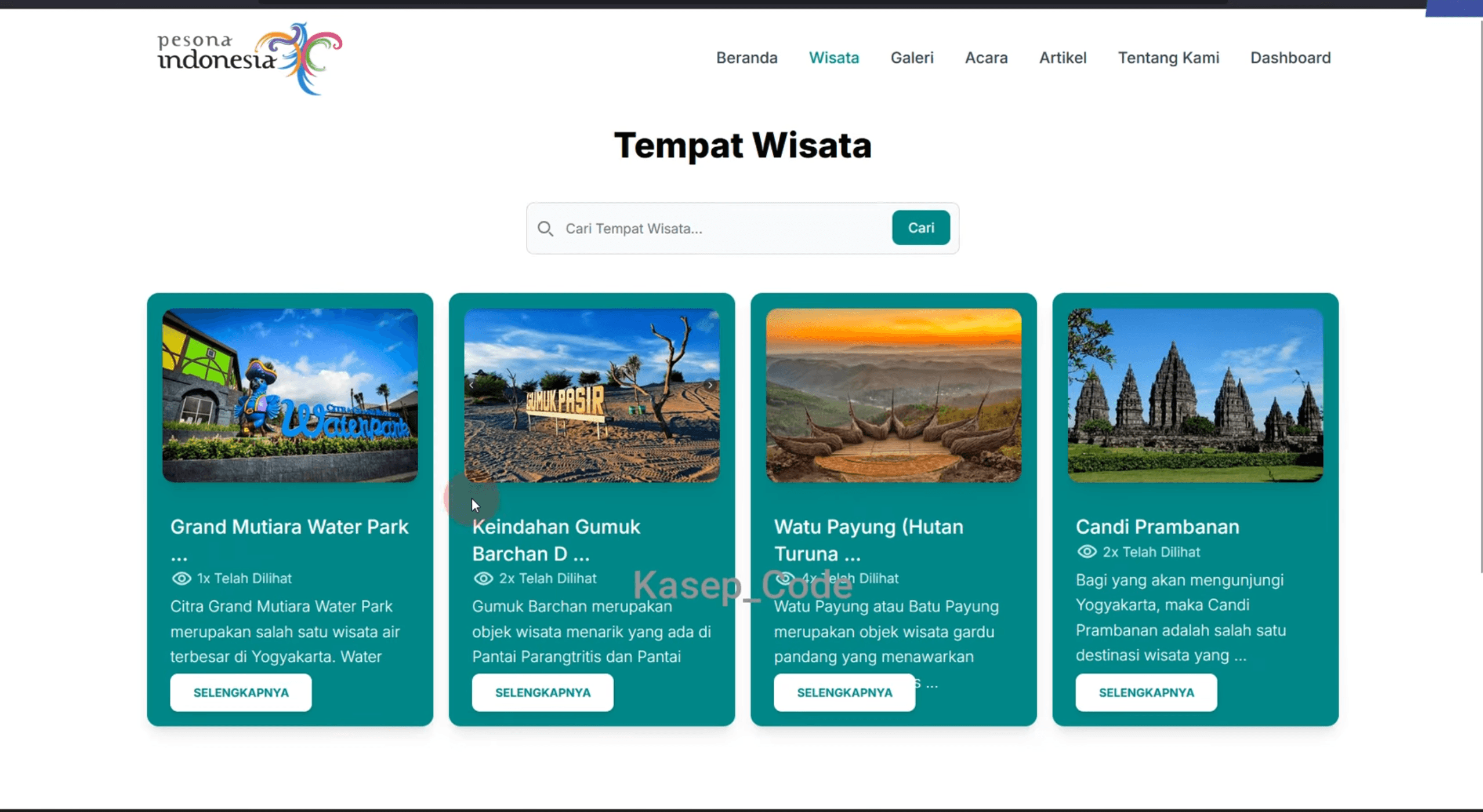 Source Code Laravel Website Wisata | Website Pariwisata Laravel | Sistem Pengelolaan Wisata Laravel