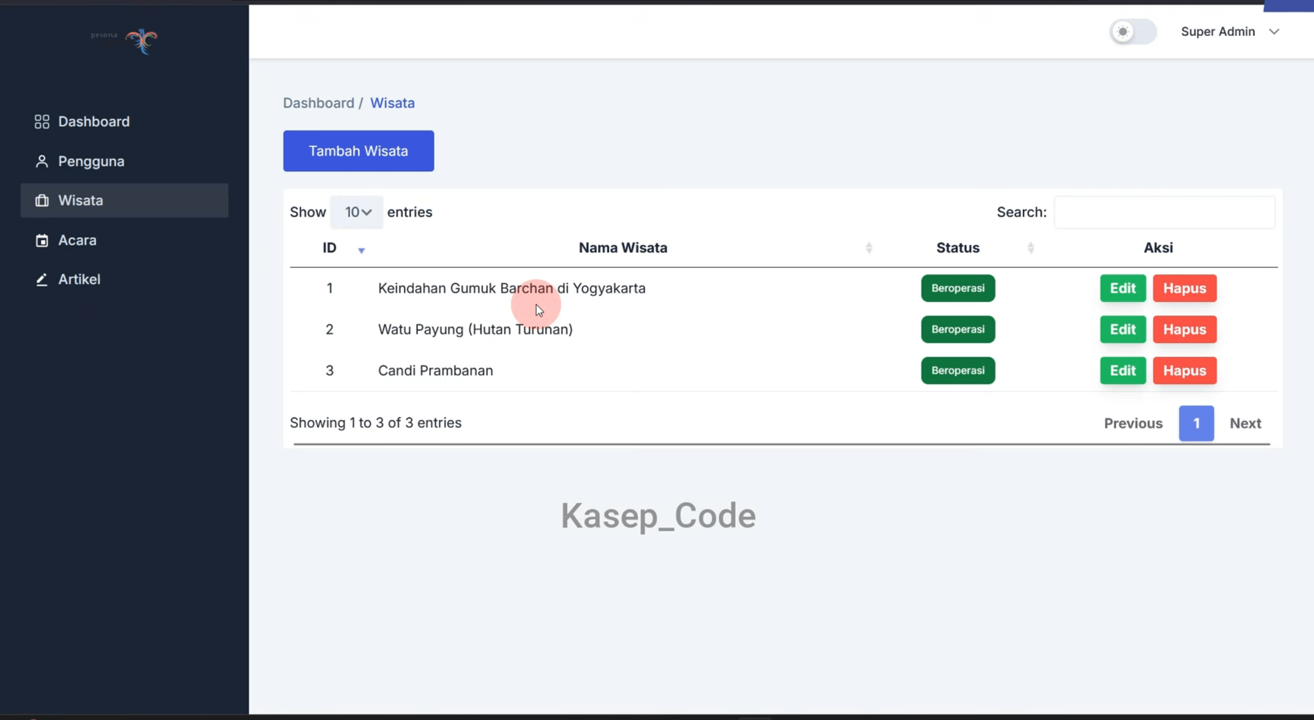 Source Code Laravel Website Wisata | Website Pariwisata Laravel | Sistem Pengelolaan Wisata Laravel