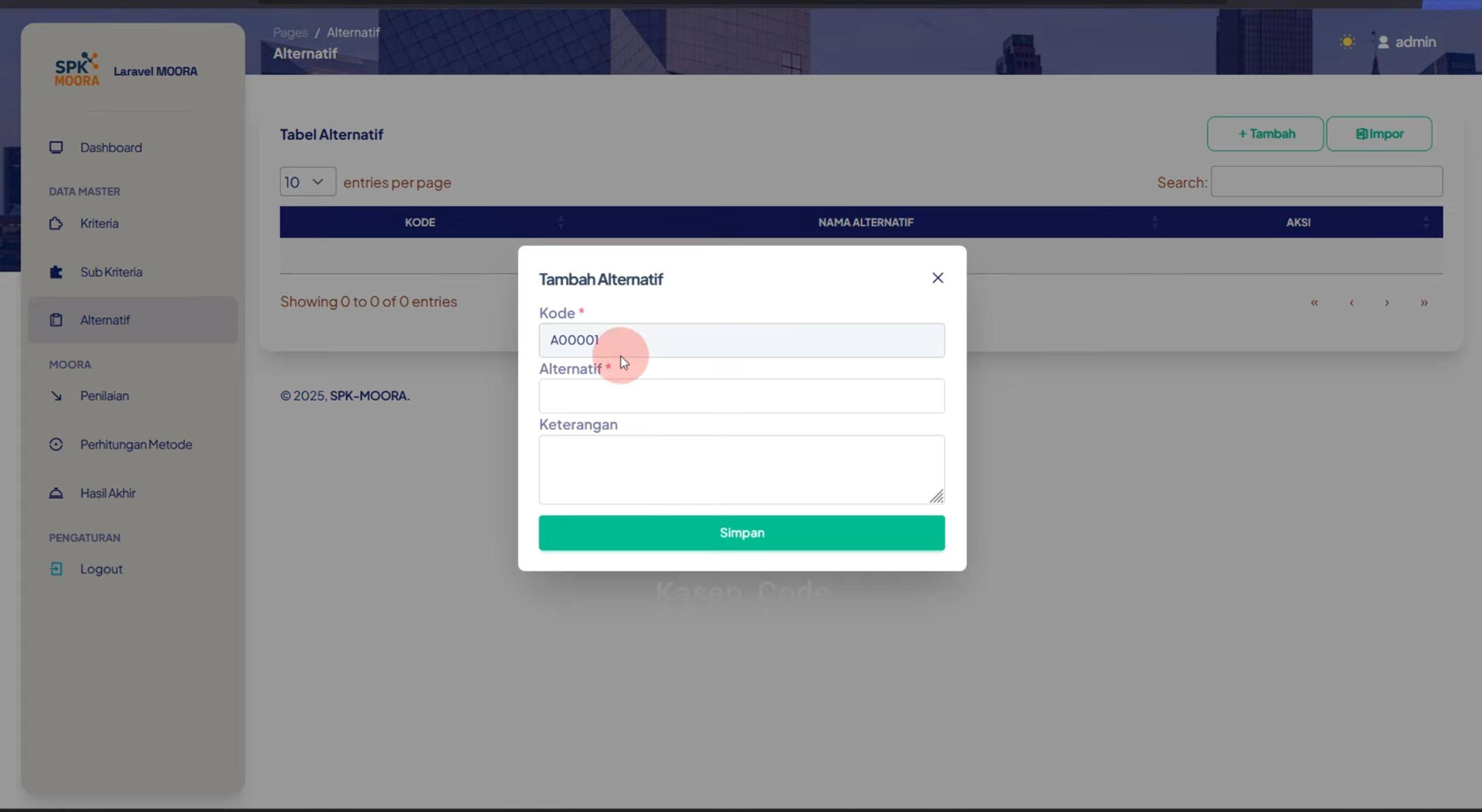 Source Code SPK Metode MOORA Laravel | Download Source Code SPK MOORA + Jurnal Perhitungan Manual