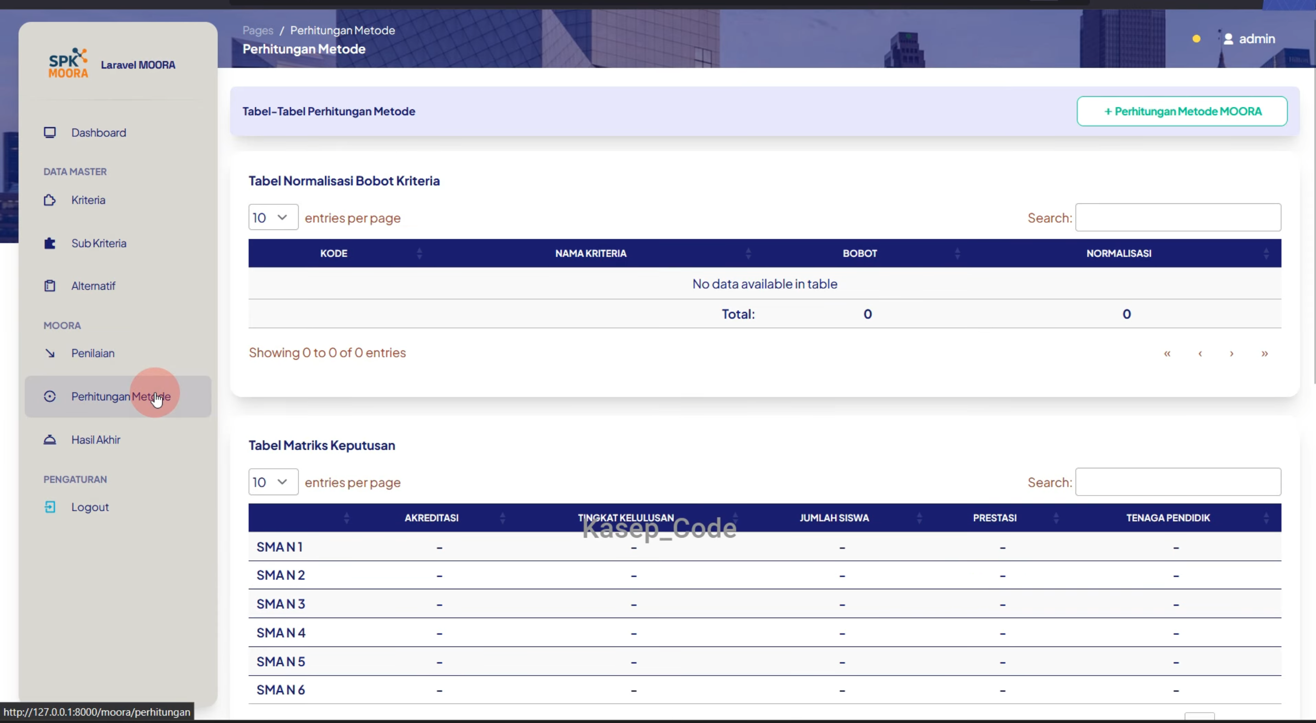 Source Code SPK Metode MOORA Laravel | Download Source Code SPK MOORA + Jurnal Perhitungan Manual