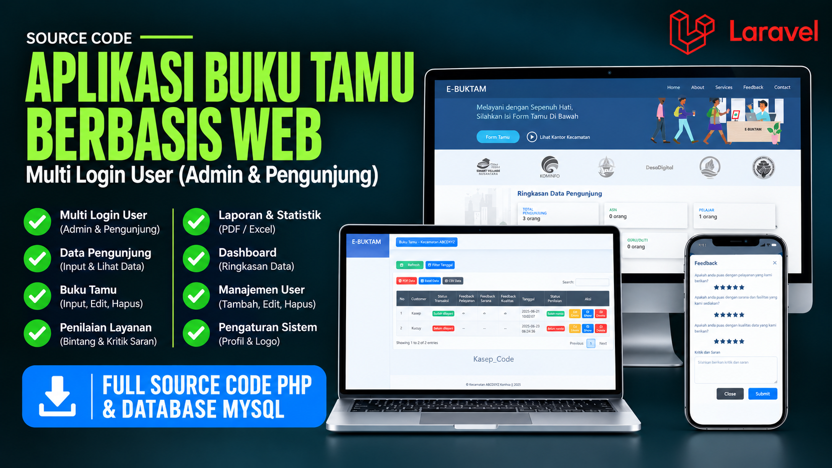 Source Code Website Buku Tamu Laravel | Aplikasi Buku Tamu Berbasis Web | Source Code Web Buku Tamu