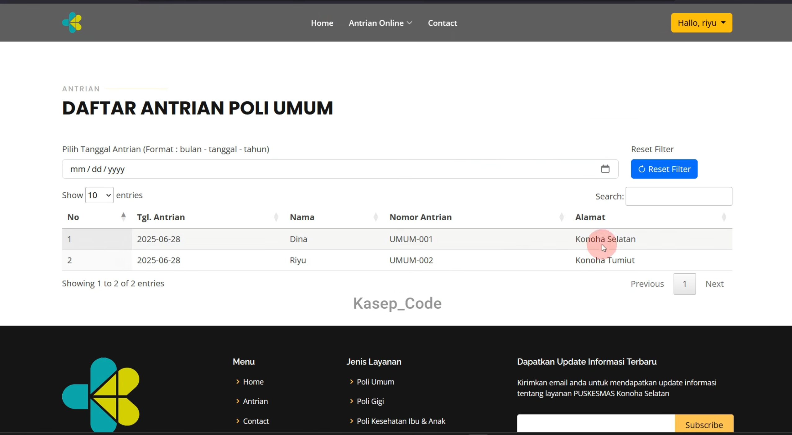 Source Code Aplikasi Antrian Online Laravel | Source Code Sistem Antrian Online | Web Antrian Online