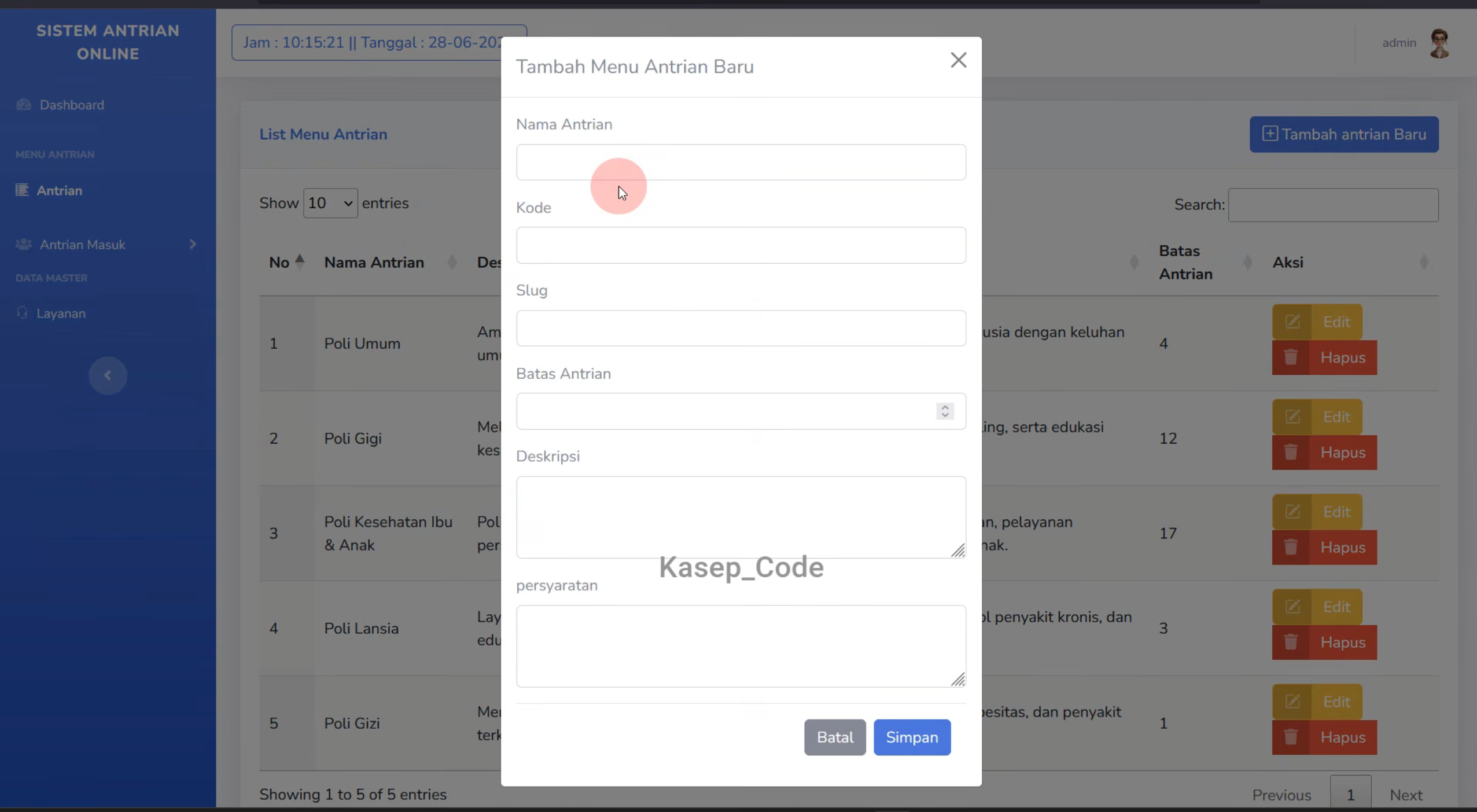 Source Code Aplikasi Antrian Online Laravel | Source Code Sistem Antrian Online | Web Antrian Online