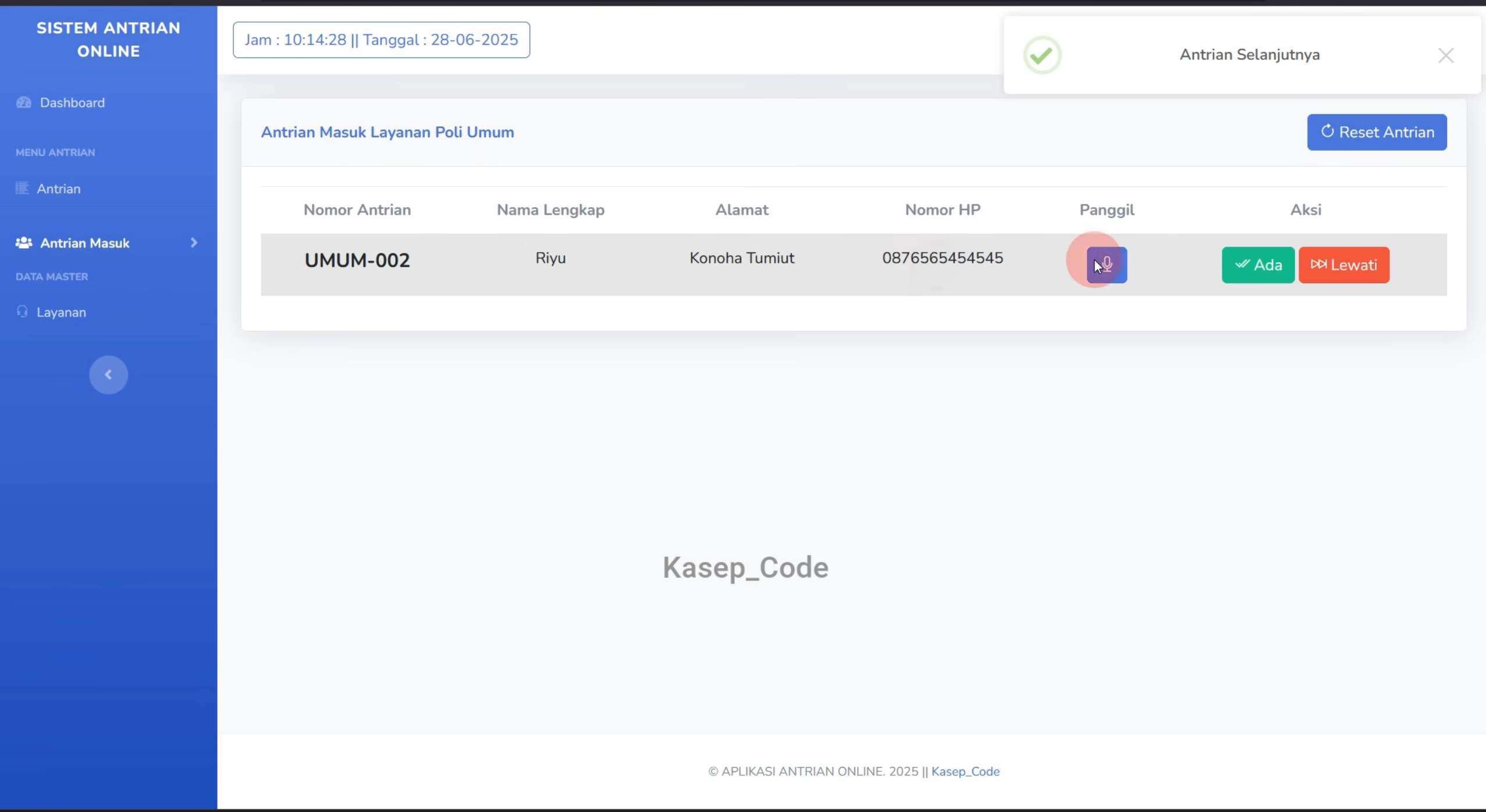 Source Code Aplikasi Antrian Online Laravel | Source Code Sistem Antrian Online | Web Antrian Online