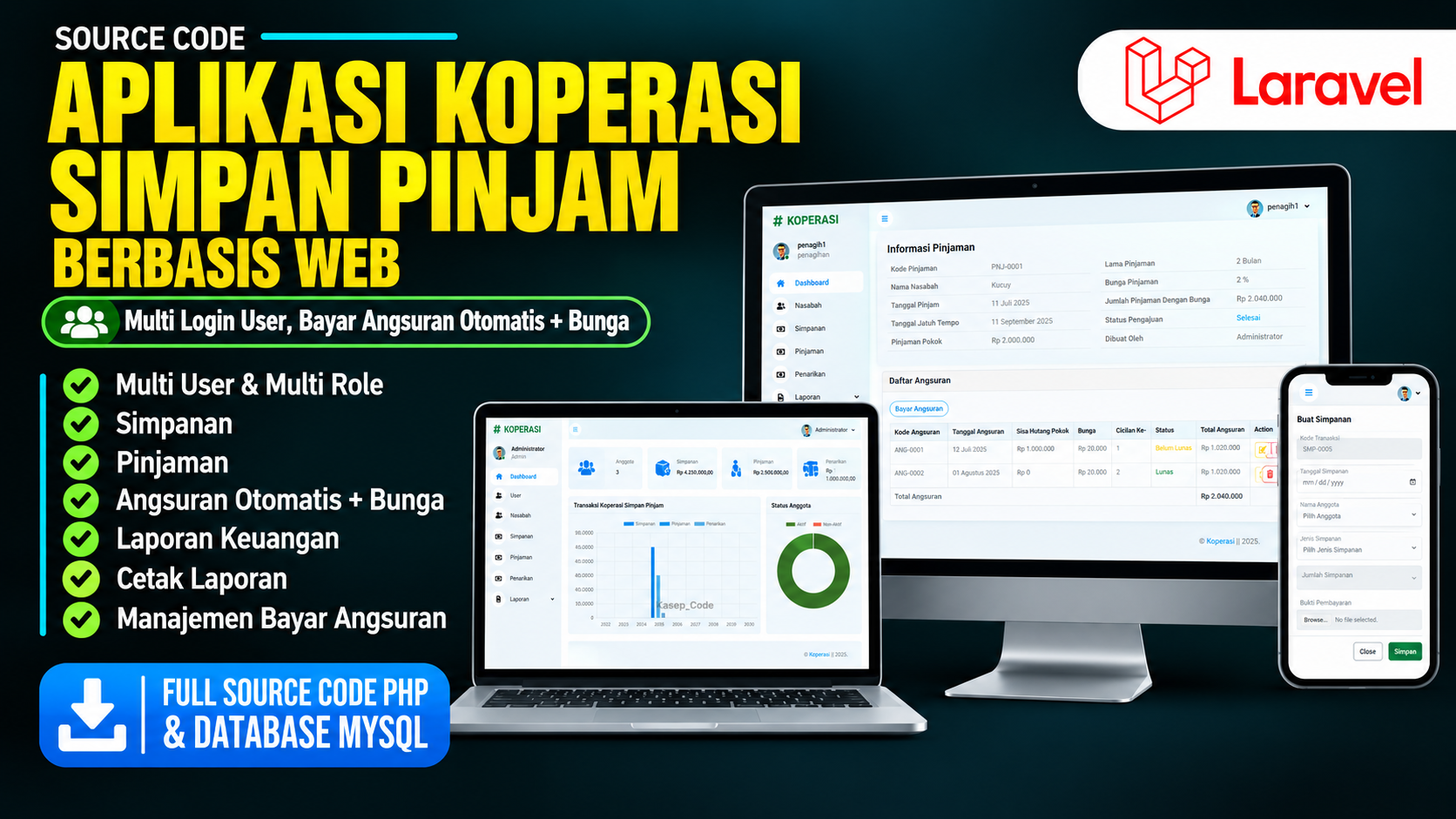 Source Code Aplikasi Koperasi Simpan Pinjam | Source Code Website Koperasi Simpan Pinjam Laravel