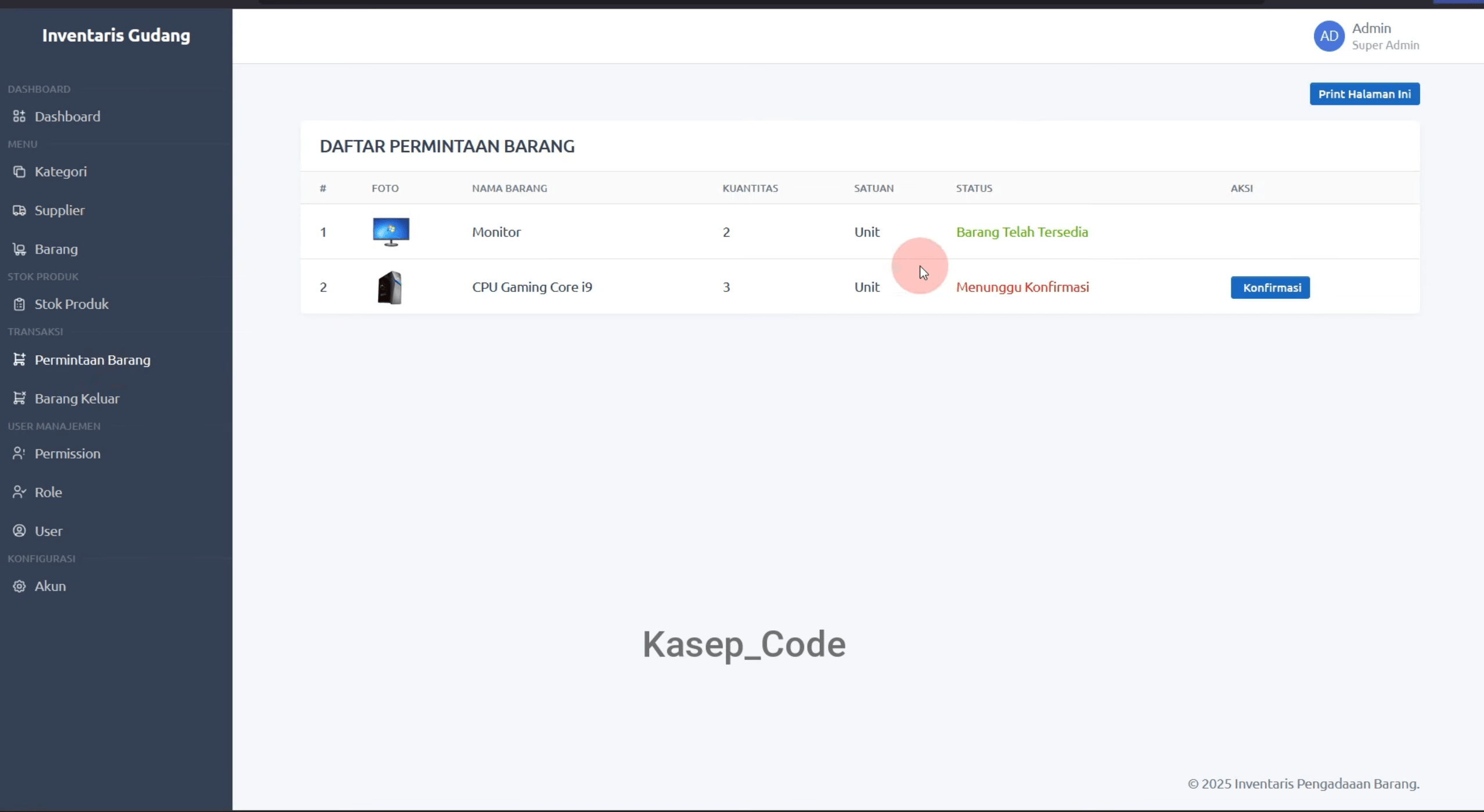 Source Code Aplikasi Pengadaan Barang Laravel | Website Pengadaan & Permintaan Barang Multi User