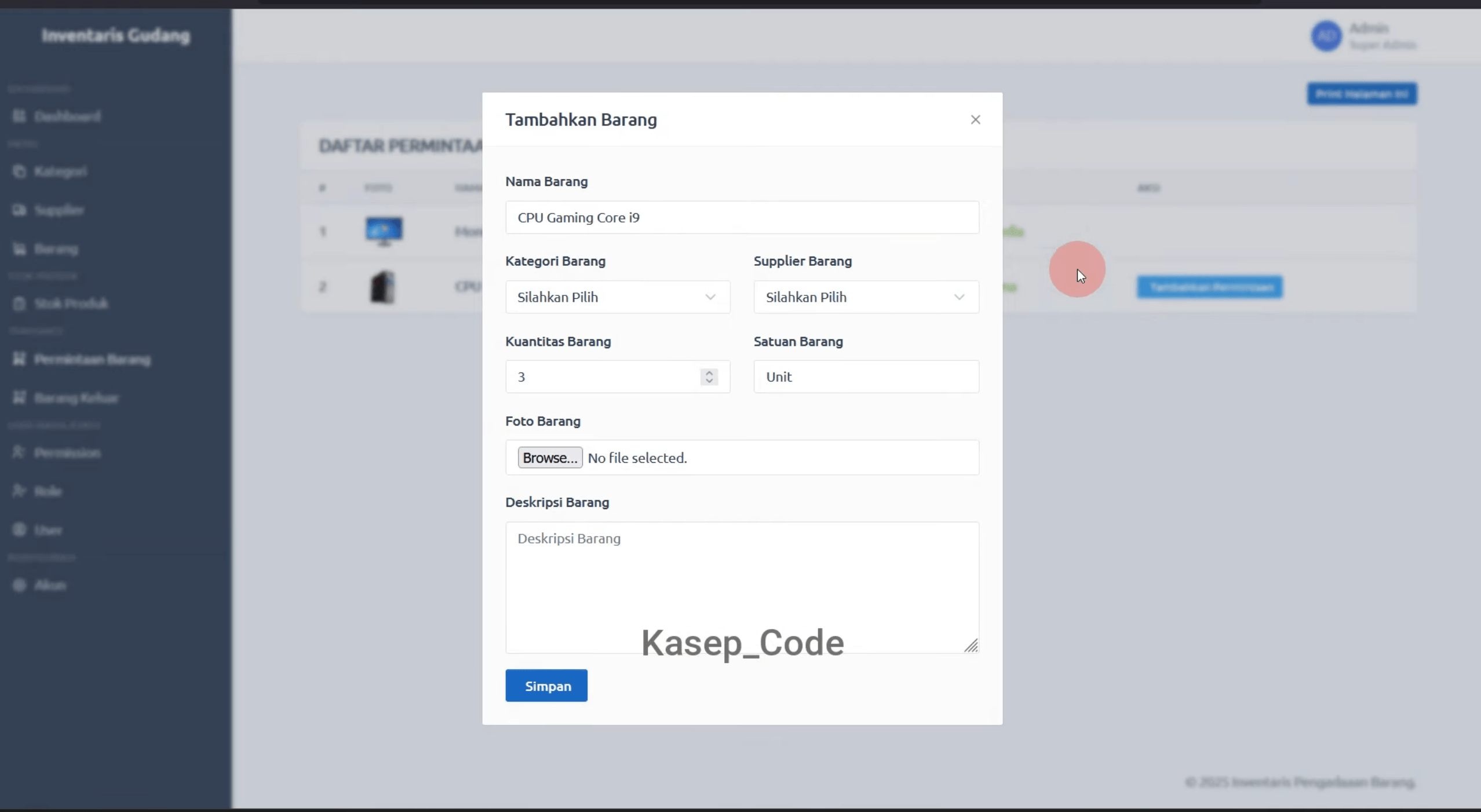Source Code Aplikasi Pengadaan Barang Laravel | Website Pengadaan & Permintaan Barang Multi User