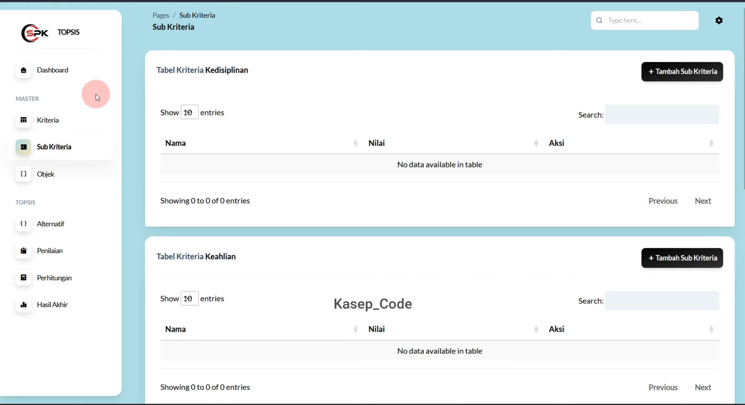 Source Code Website SPK Metode Topsis Laravel + Subkriteria | Download SPK Metode TOPSIS Laravel