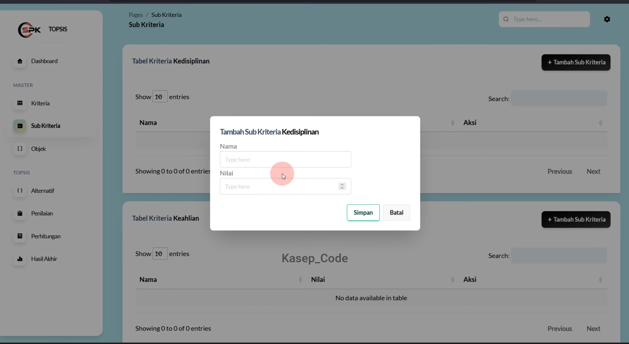 Source Code Website SPK Metode Topsis Laravel + Subkriteria | Download SPK Metode TOPSIS Laravel
