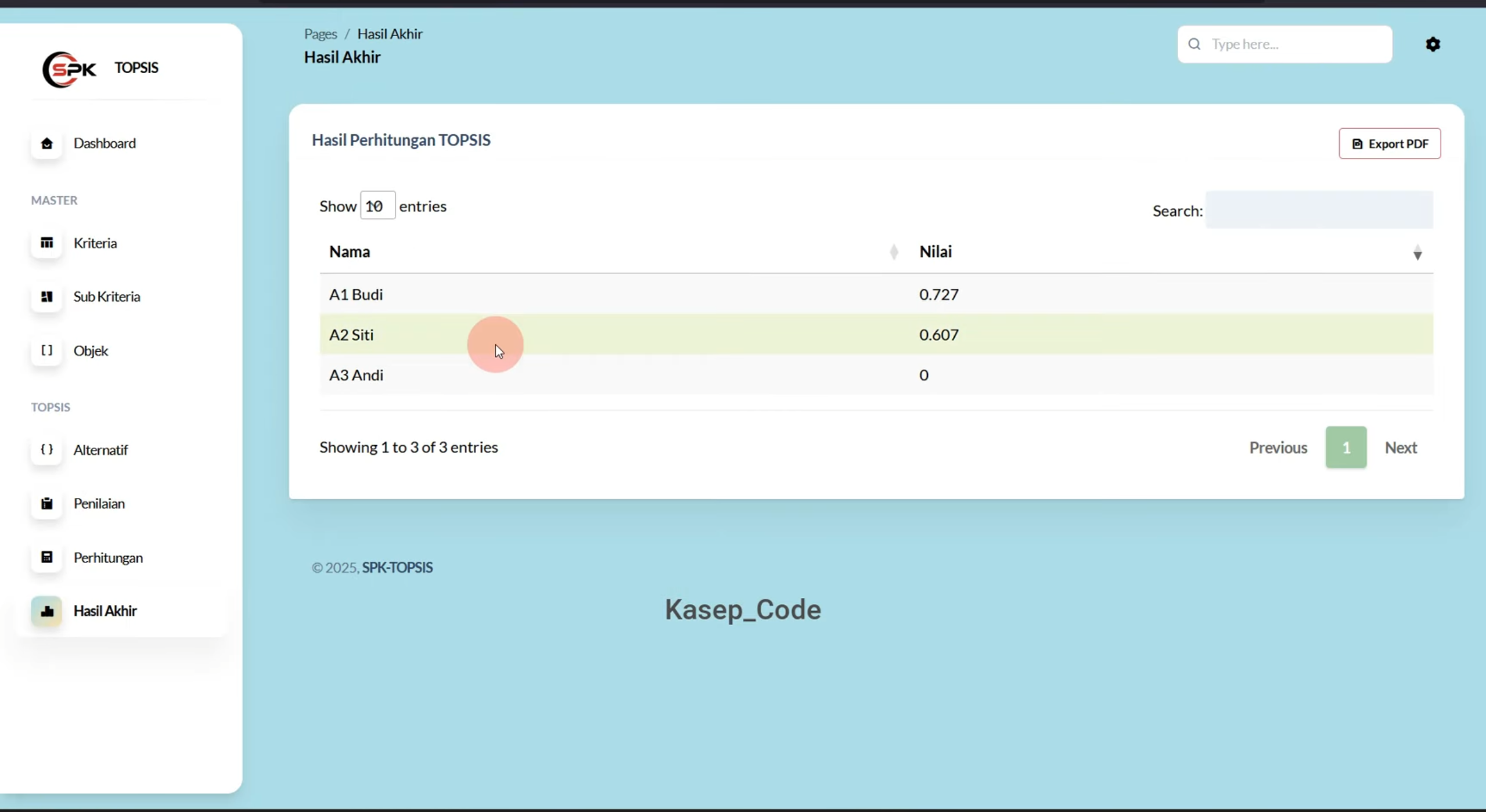 Source Code Website SPK Metode Topsis Laravel + Subkriteria | Download SPK Metode TOPSIS Laravel